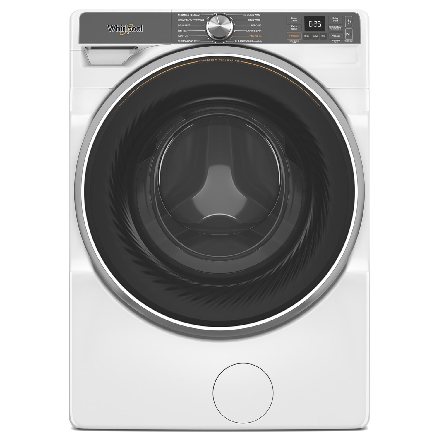 Whirlpool 27 in. 5.0 cu. ft. Smart Stackable Front Load Washer with FreshFlow Vent System, Sanitize & Steam Cycle - White, White, hires
