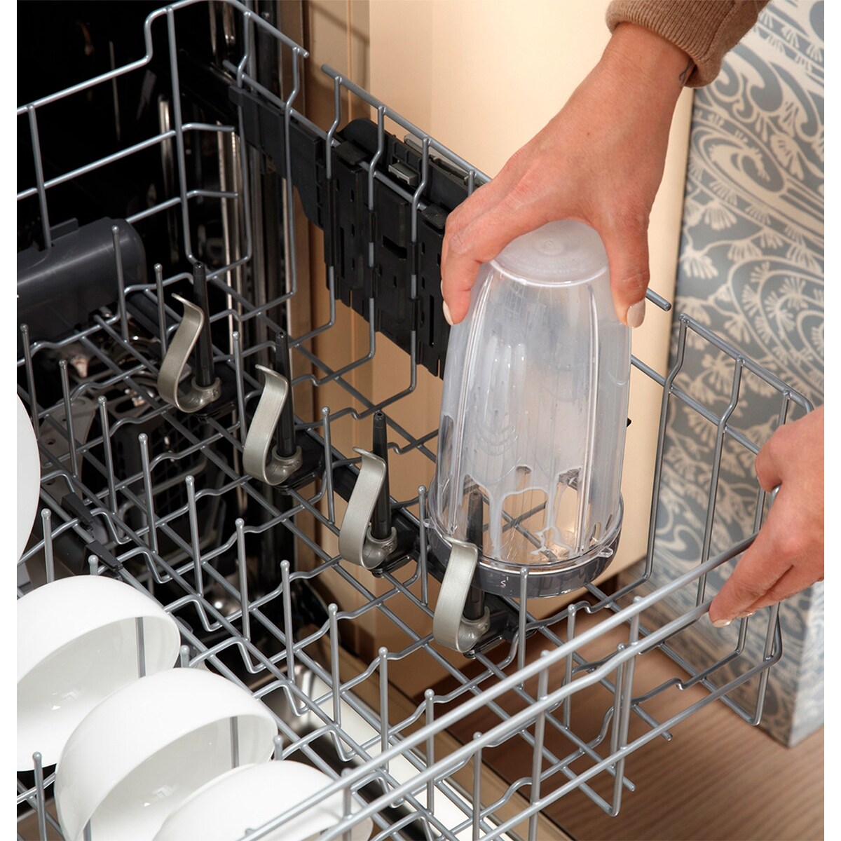 GE 24 in. Top Control Flush-Mount Dishwasher with 45 dBa Sound Level, 3rd-Rack, Dry Boost & Pocket Handle - White, White, hires
