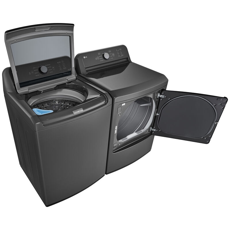LG 27 in. 4.1 cu. ft. Top Load Washer with 4-Way Agitator, Slam Proof Glass Lid & True Balance Anti-Vibration System - Monochrome Gray, Monochrome Gray, hires
