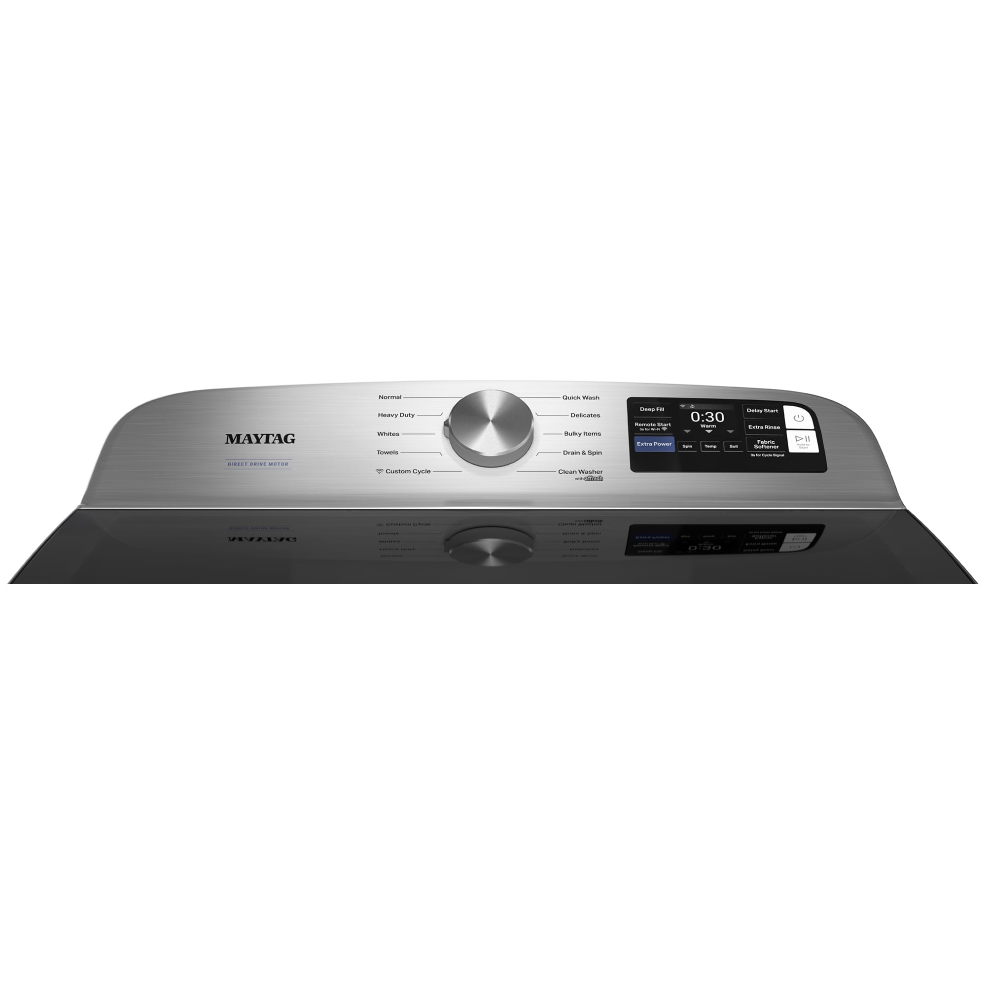 Maytag 27 in. 5.3 cu. ft. Smart Top Load Washer with Impeller & Extra Power - Midnight Steel, Midnight Steel, hires