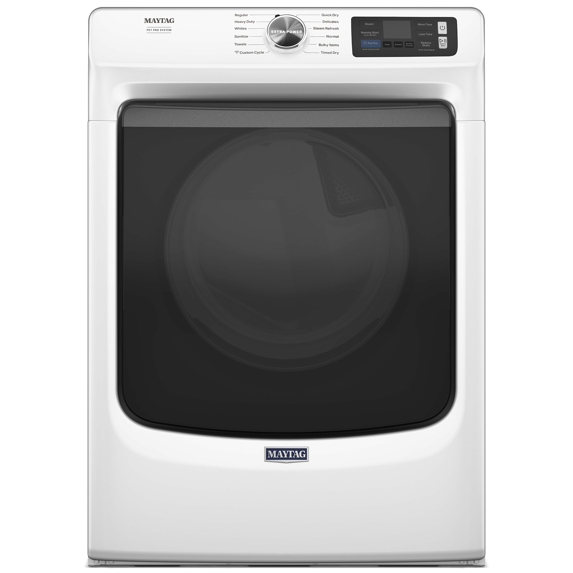 Maytag Pet Pro 27 in. 7.4 cu. ft. Smart Stackable Electric Dryer with Sensor Dry, Sanitize & Steam Cycle - White, White, hires