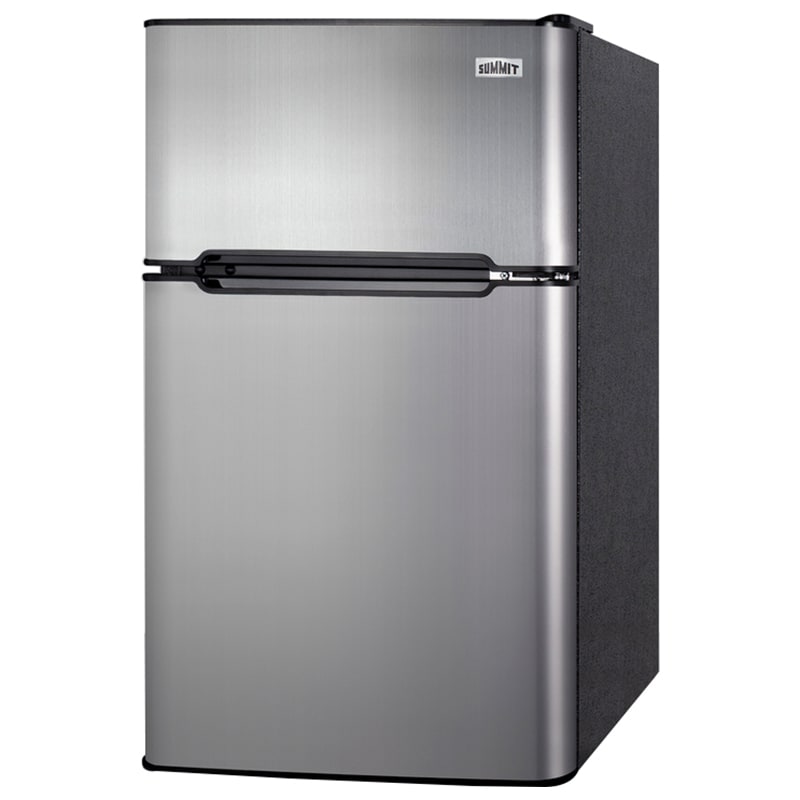 Summit 19 in. 3.2 cu. ft. Mini Fridge with Top Freezer - Stainless Steel with Black Cabinet, , hires