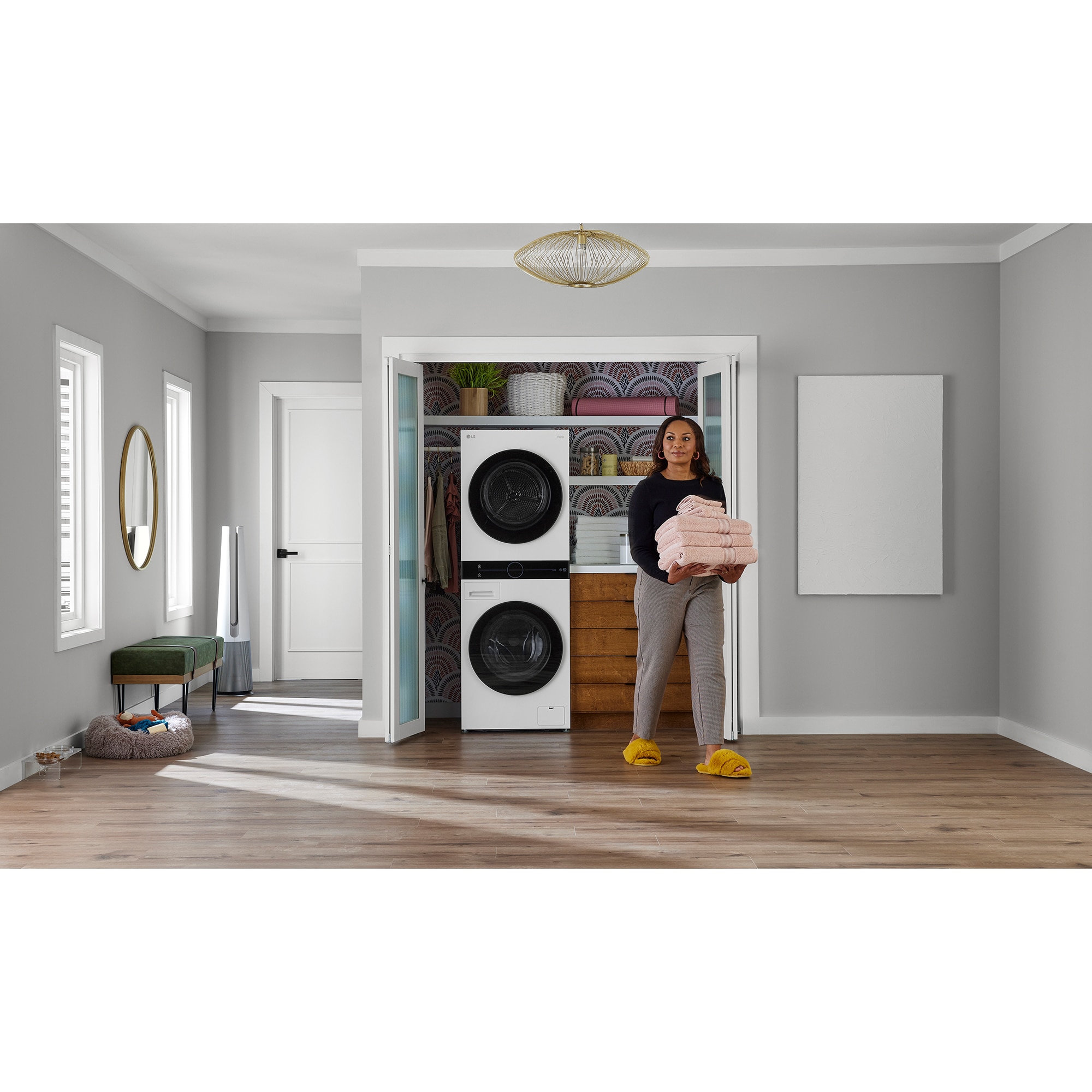 LG 24 in. 2.8 cu. ft. Smart Electric Front Load Ventless WashTower with Heat Pump, Center Control, Sensor Dry, Sanitize & Steam Cycle - White, , hires