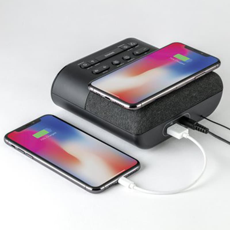 Timex Wireless Charging Alarm Clock Radio with USB Charging Port, Dual Digital Alarms, 10 FM Presets, Dimmable with Sleep Timer and Battery Backup(ModelTW500), , hires