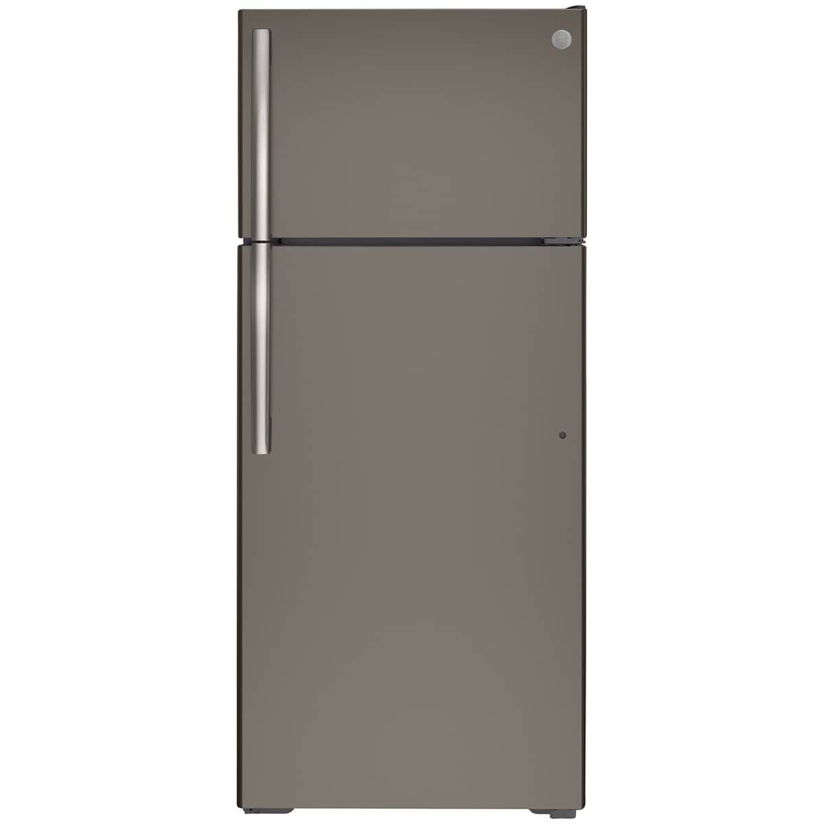 GE 28 in. 17.5 cu. ft. Top Freezer Refrigerator - Fingerprint Resistant Slate, Slate, hires