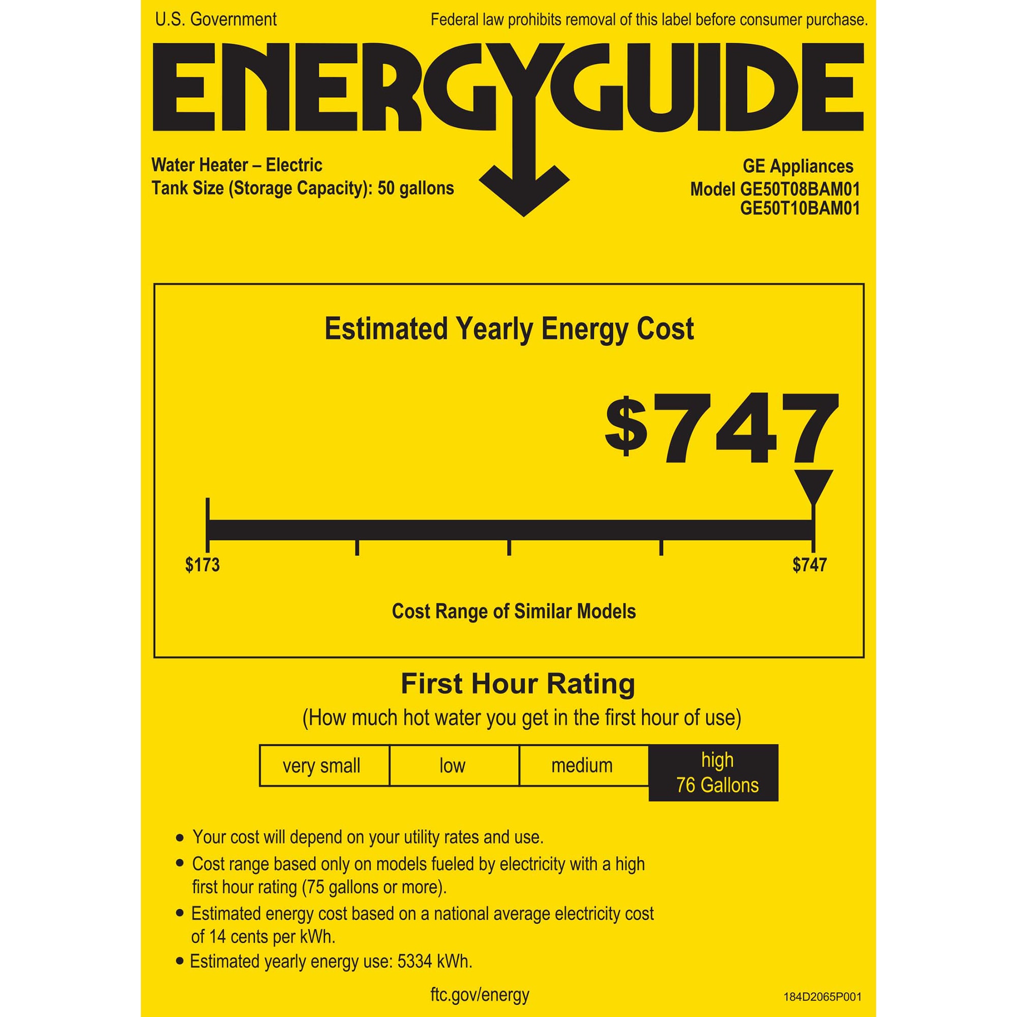 GE Electric 50 Gallon Tall Water Heater with 10-Year Parts Warranty, , hires