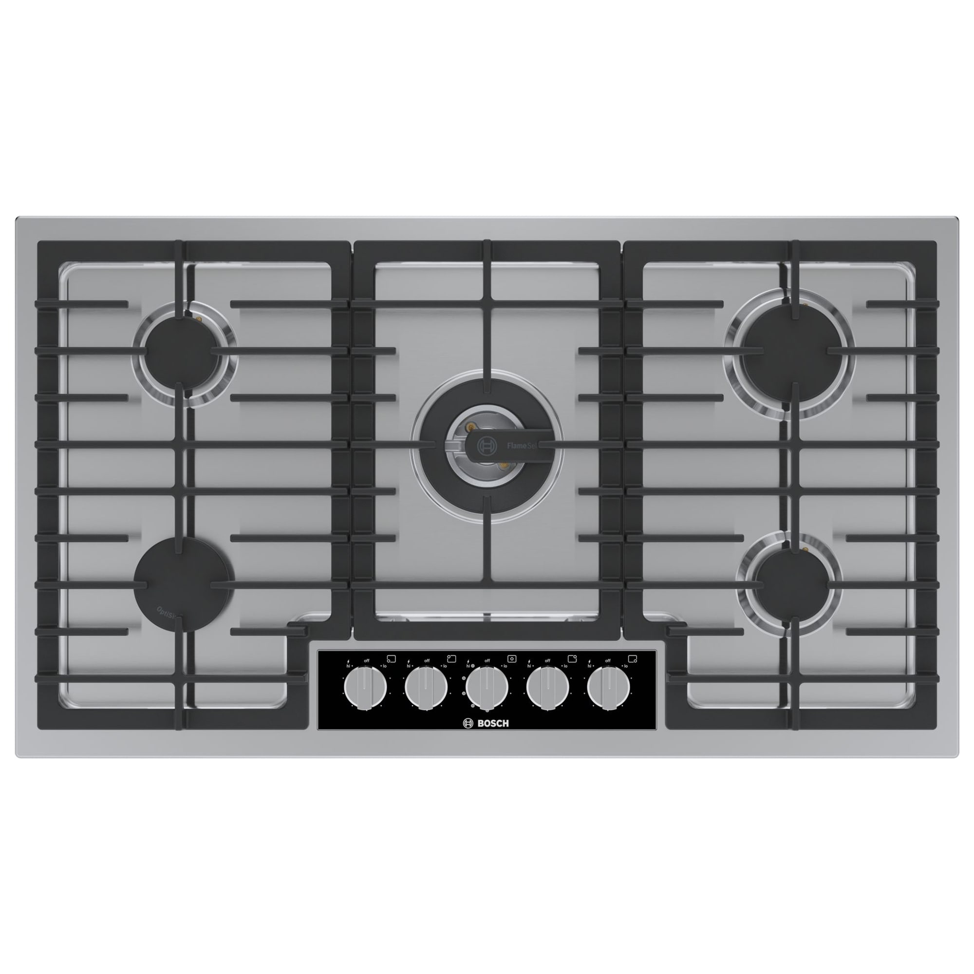 Bosch Benchmark 36 in. 5-Burner Natural Gas Cooktop with Simmer Burner & Power Burner - Stainless Steel, , hires