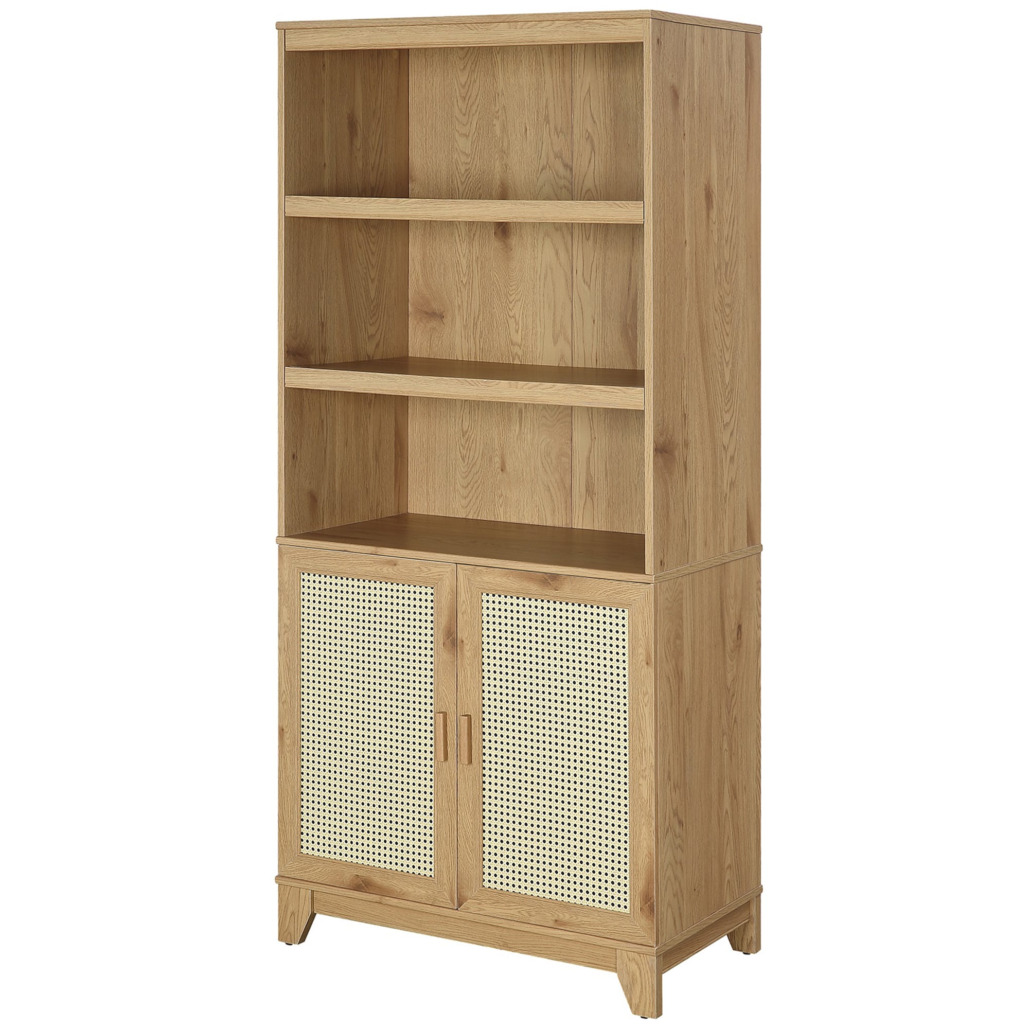 Manhattan Comfort Sheridan Modern Cane Bookcase with Adjustable Shelves - Nature, , hires