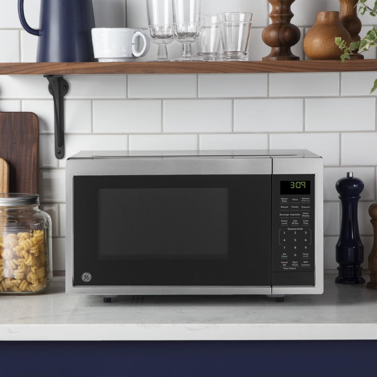 GE 19 in. 0.9 cu. ft. 900W Smart Countertop Microwave - Stainless Steel, , hires