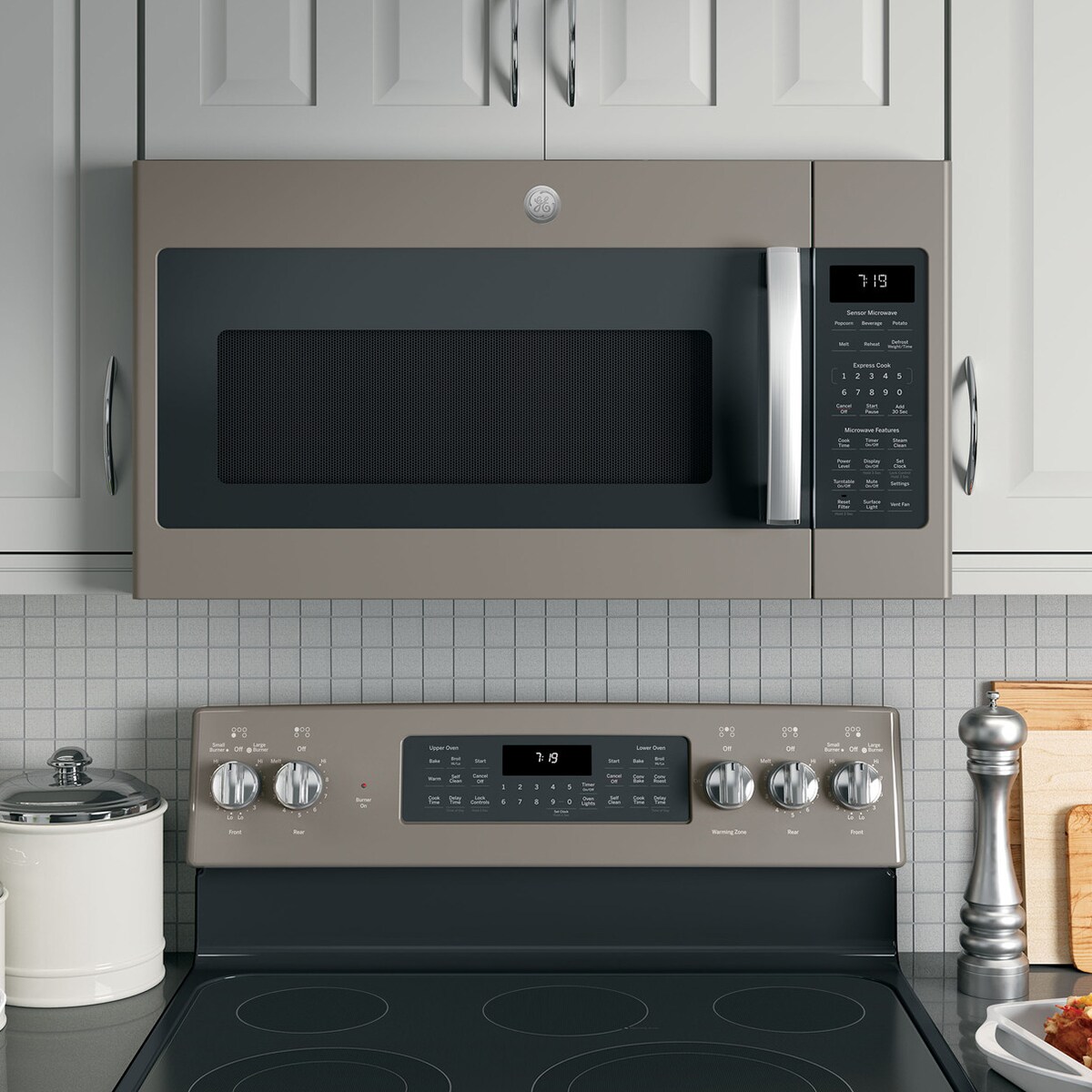 GE 30 in. 1.9 cu. ft. 1000W Over-the-Range Microwave with 400 CFM & Sensor Cooking - Slate, Slate, hires