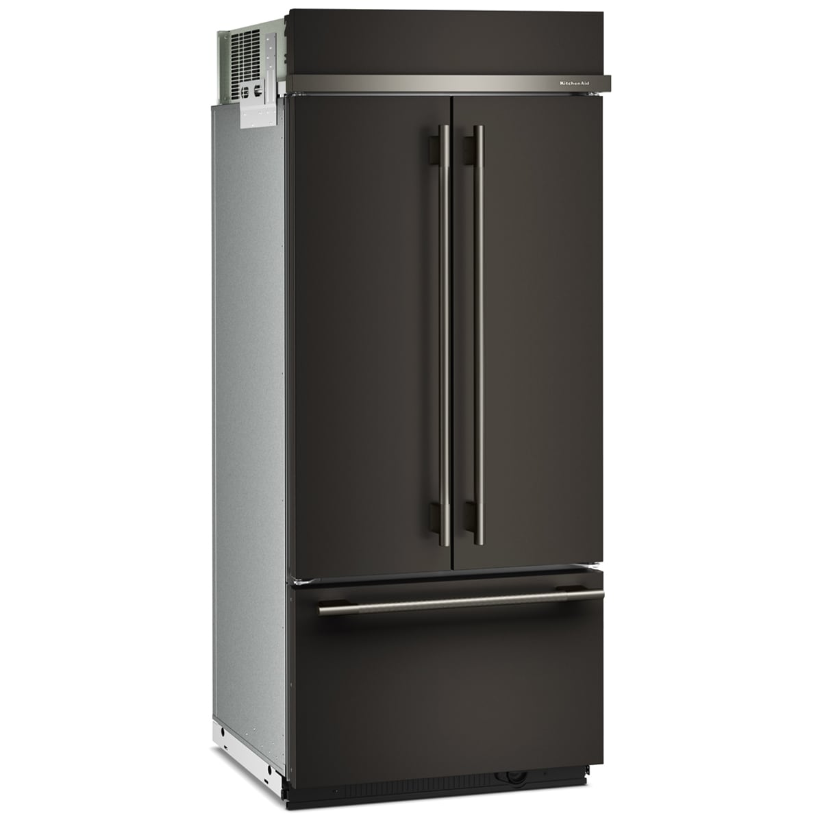 KitchenAid 36 in. 20.8 cu. ft. Built-In Counter Depth French Door Refrigerator with Ice Maker - Black Ore, Black Ore, hires