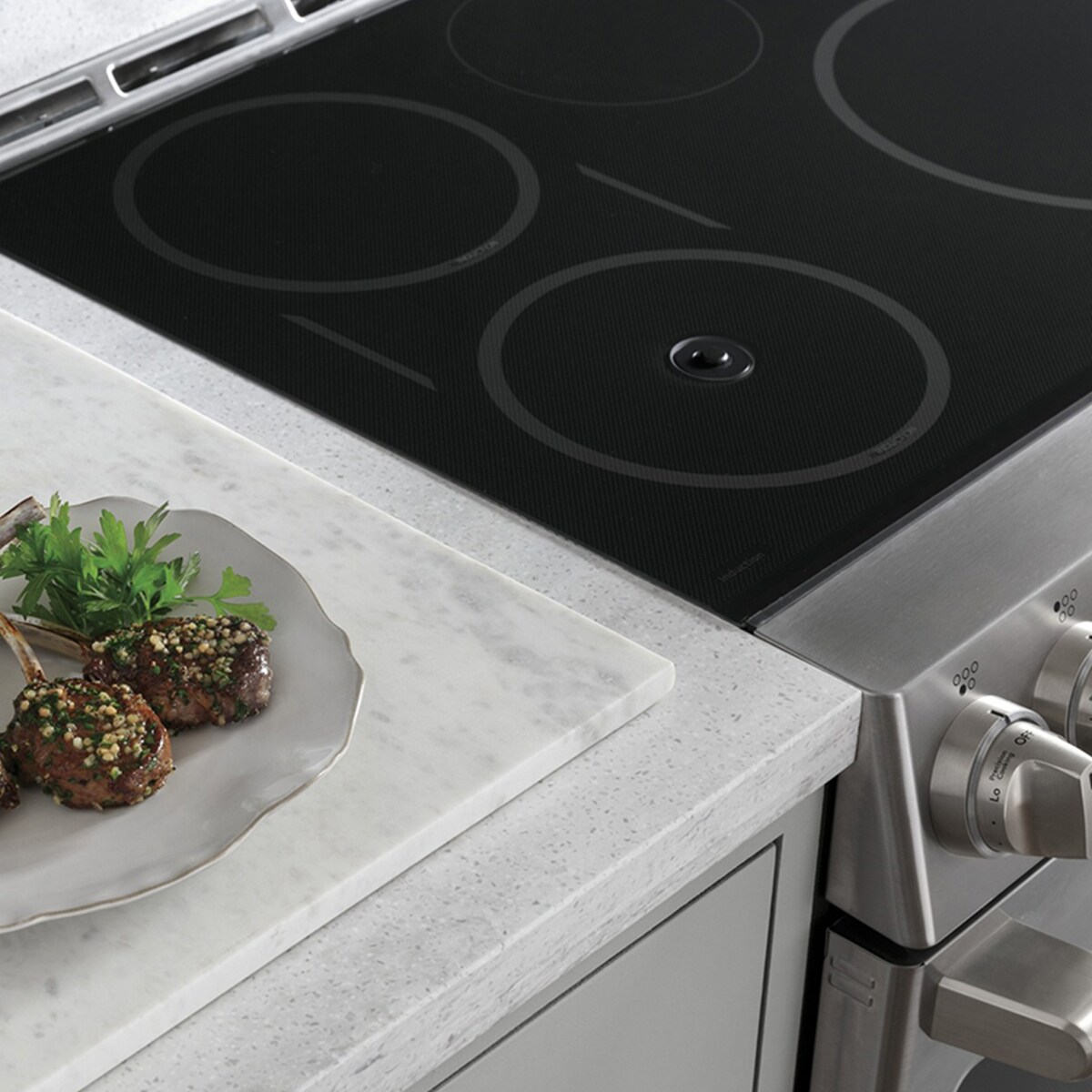 Cafe 30 in. 5.7 cu. ft. Smart Air Fry True European Convection Slide-In Electric Range with 5 Induction Burners - Stainless Steel, Stainless Steel, hires