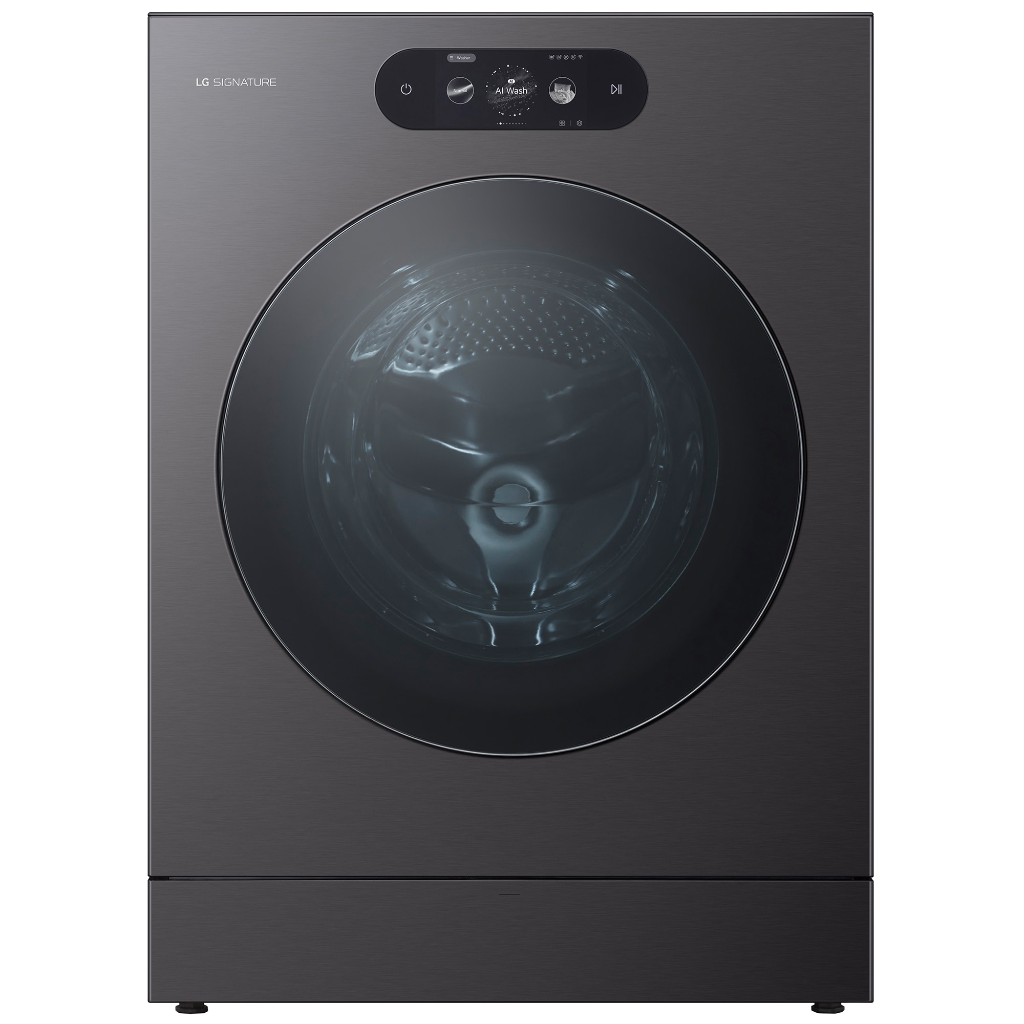 LG 29 in. 5.8 cu. ft. Smart Stackable Front Load Washer with Built-In Intelligence, TurboWash 360, EZ Dispense, Sanitize & Steam Cycle - Brushed Black Steel, , hires