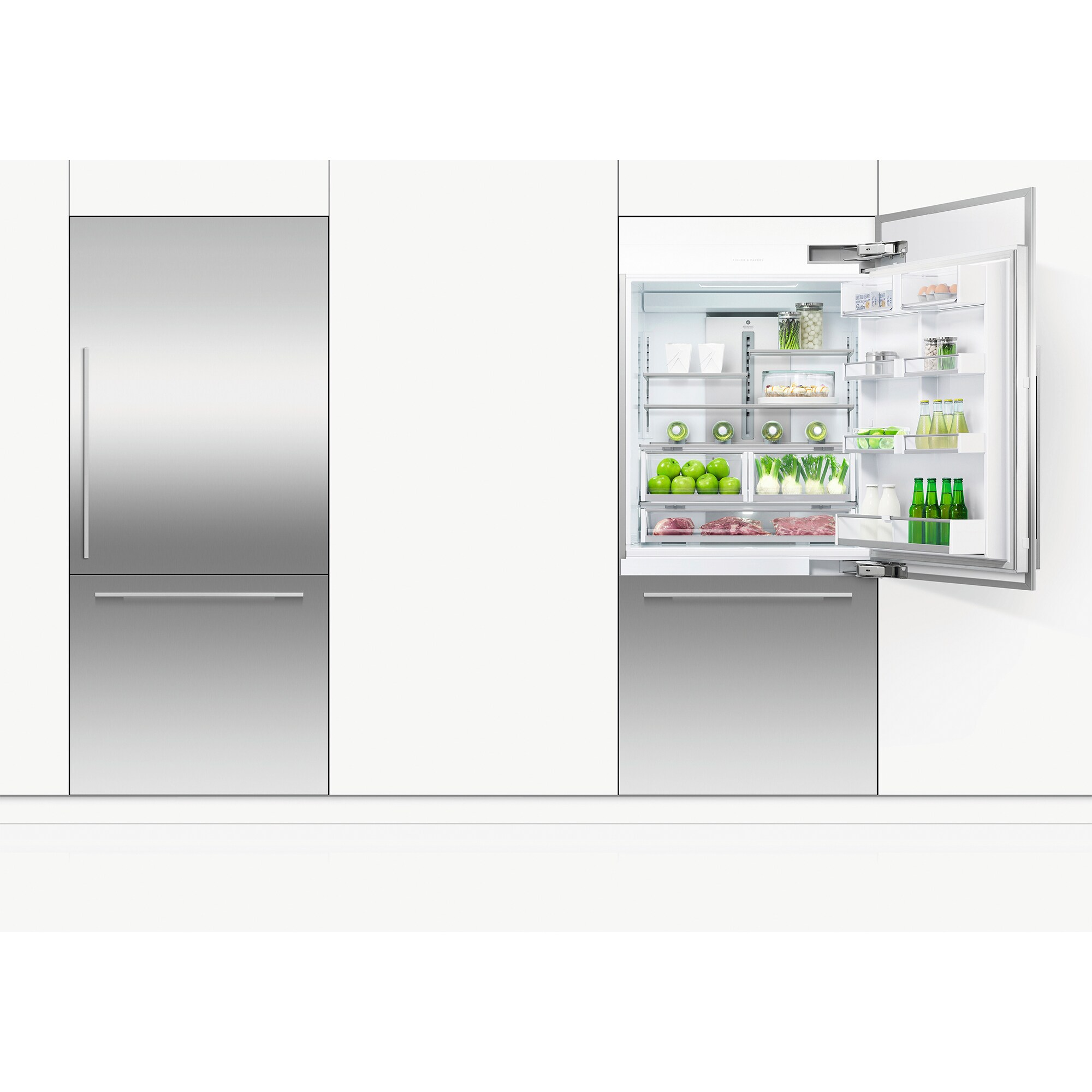 Fisher & Paykel Series 7 Integrated 36 in. Built-In 16.8 cu. ft. Smart Counter Depth Bottom Freezer Refrigerator with Ice Maker Right Hinged - Custom Panel Ready, , hires