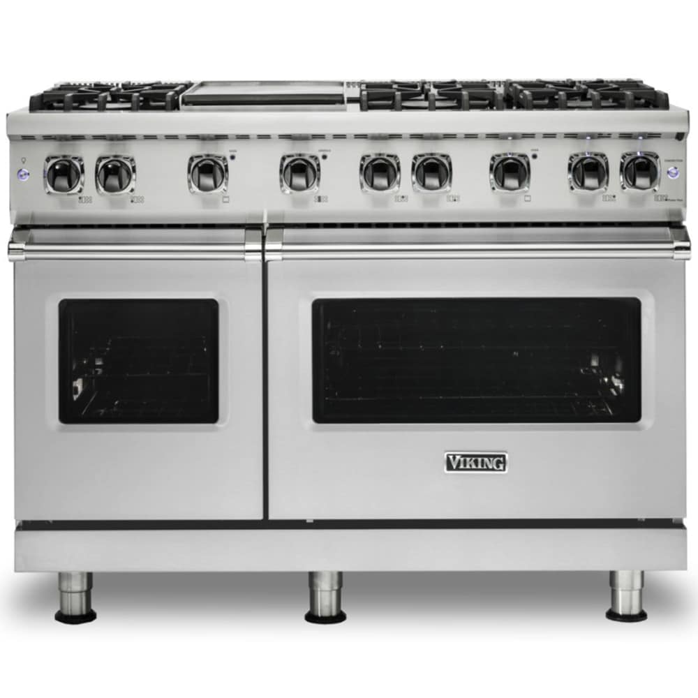 Viking 5 Series 48 in. 6.1 cu. ft. Standard Convection Double Oven Gas Range with 6 Sealed Burners & Griddle - Stainless Steel, , hires