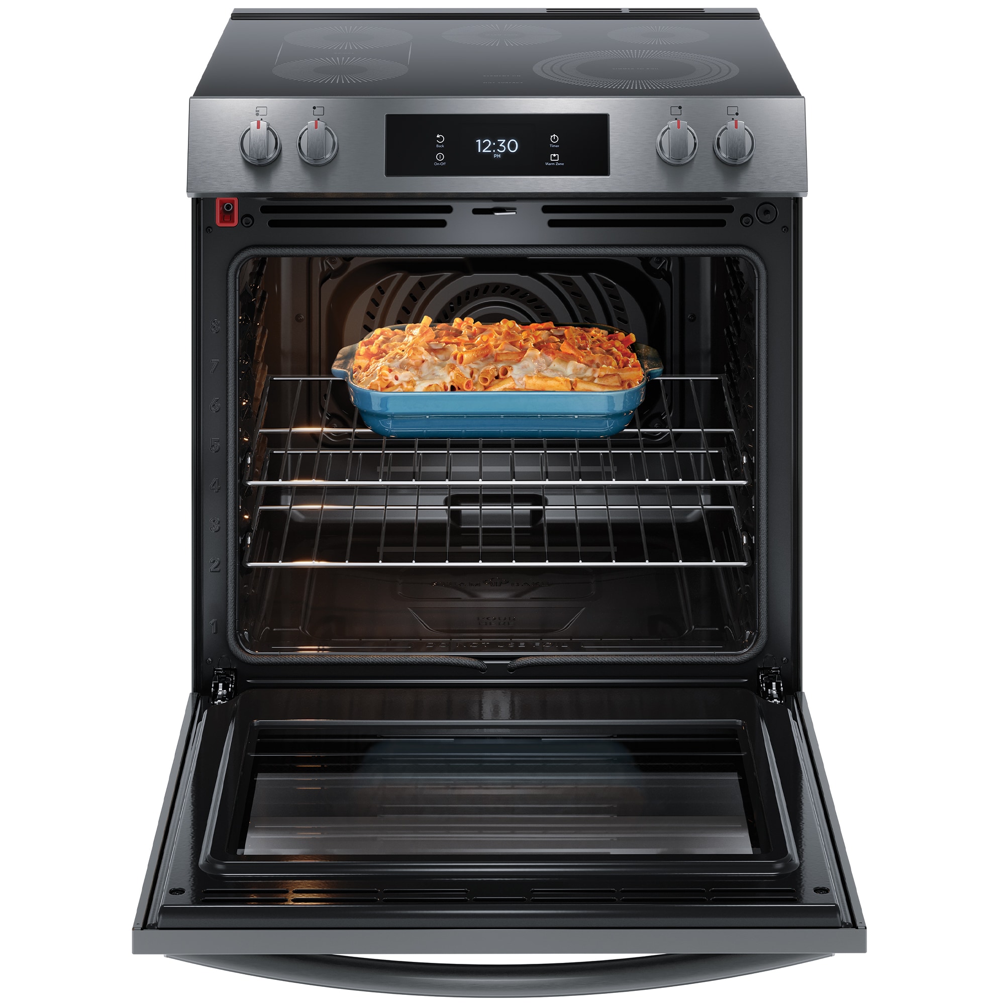 Frigidaire Gallery 30 in. 6.2 cu. ft. Air Fry True European Convection Steam Electric Range with Smoothtop Burners - Black Stainless, , hires