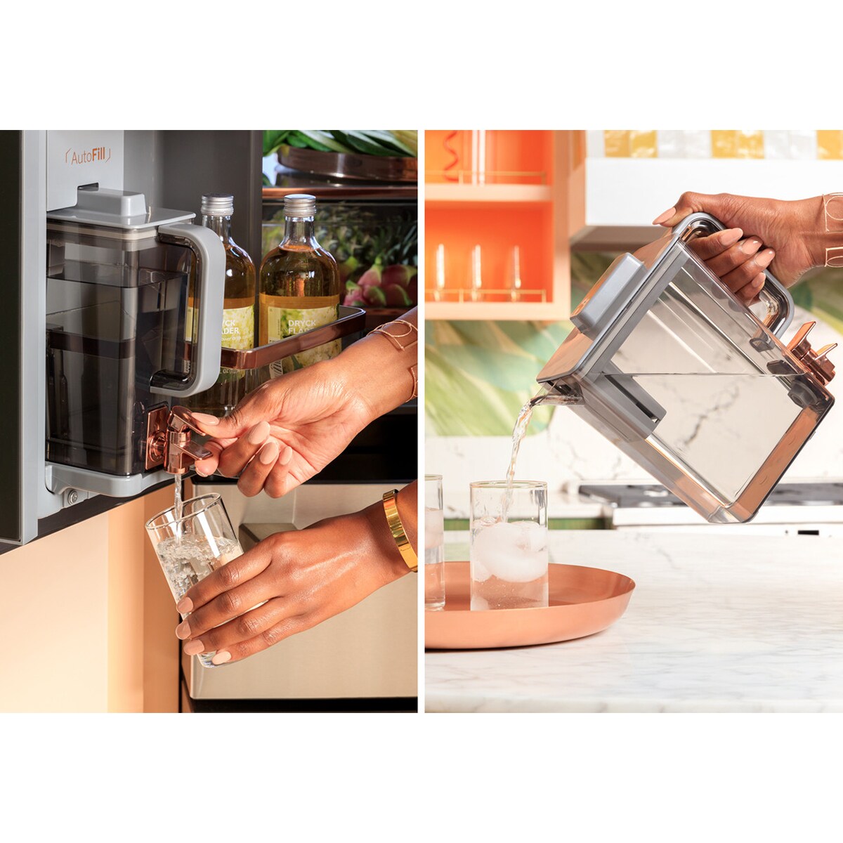 Cafe 36 in. 23.2 cu. ft. Smart Counter Depth 4-Door French Door Refrigerator with Internal Water AutoFill Pitcher - Platinum Glass, , hires