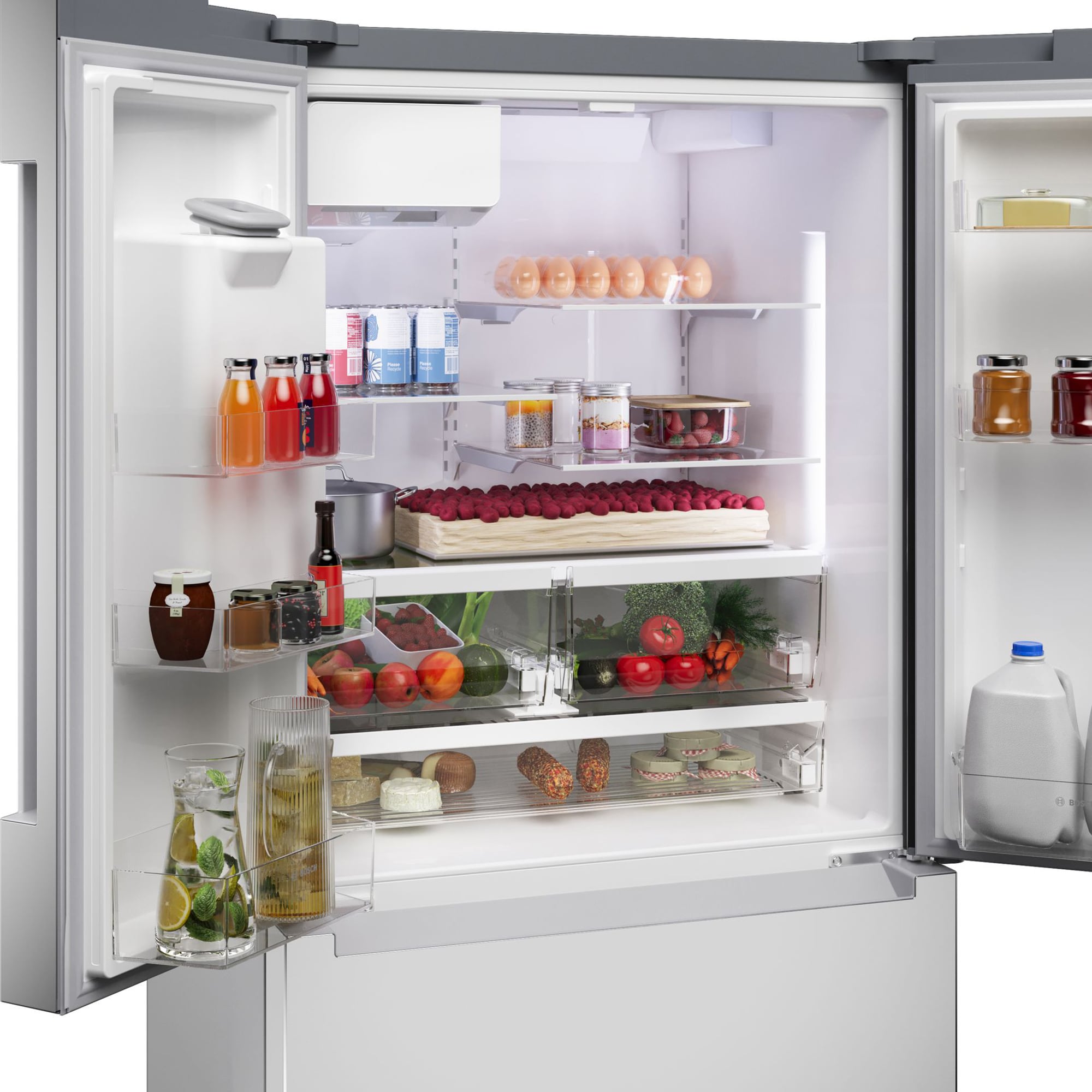 Bosch 100 Series 36 in. 26 cu. ft. Smart French Door Refrigerator with Ice & Water Dispenser - Stainless Steel, , hires