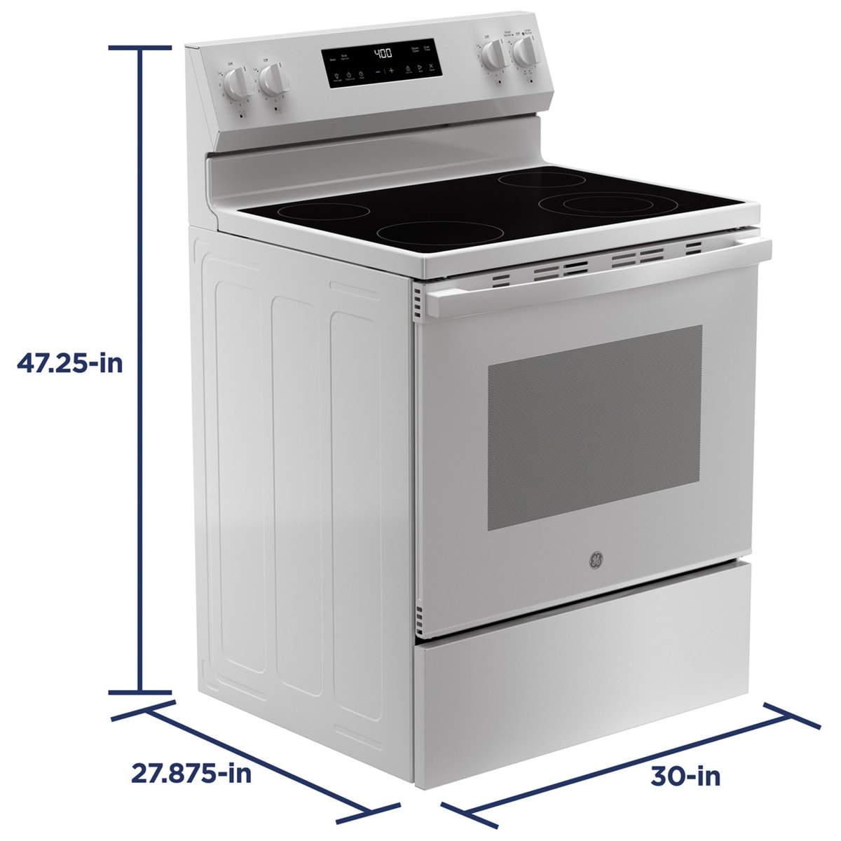 GE 400 Series 30 in. 5.3 cu. ft. Electric Range with Radiant Burners - White, White, hires