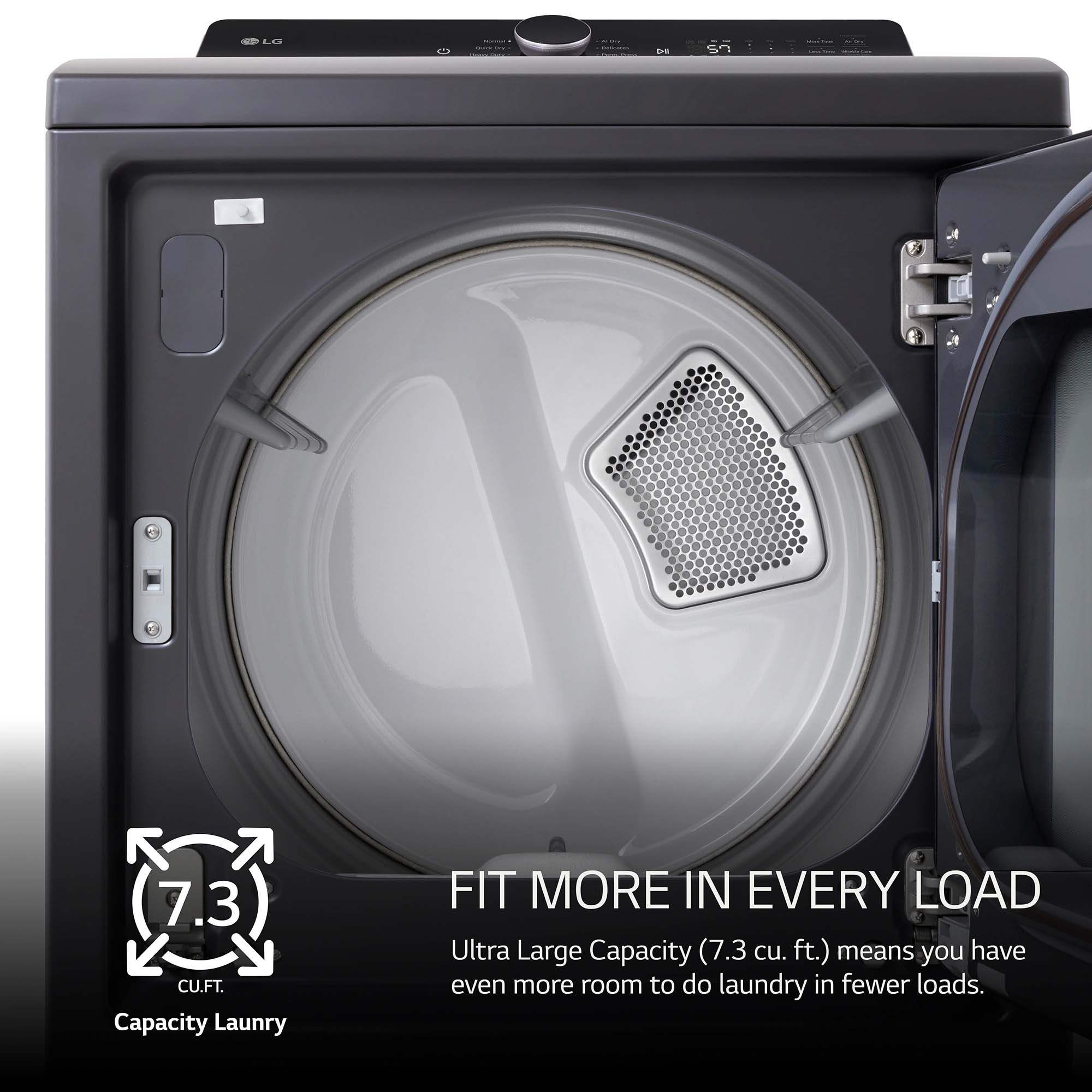 LG 27 in. 7.3 cu. ft. Smart Electric Dryer with EasyLoad Door & AI Sensor Dry - Matte Black, Matte Black, hires