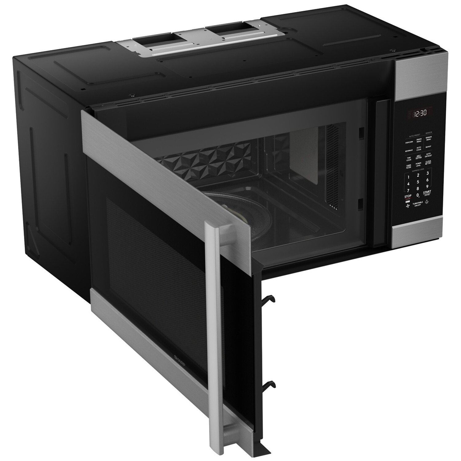 Sharp 30 in. 1.7 cu. ft. 1000W Over-the-Range Microwave with 300 CFM & Sensor Cooking - Stainless Steel, , hires