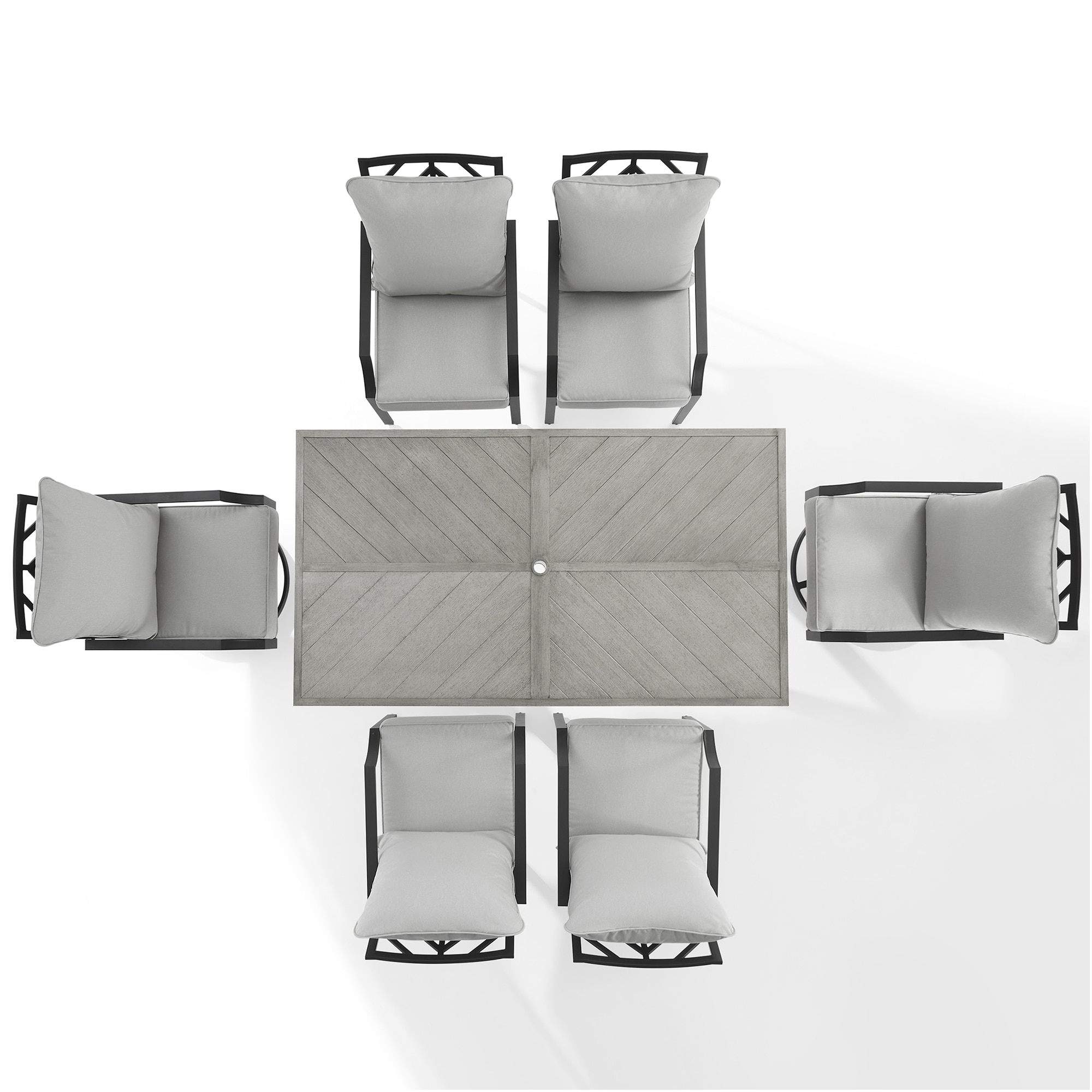 Crosley Otto 7-Piece Outdoor Dining Set Matte Black with Faux Wood Top and Two Swivel Chairs, , hires