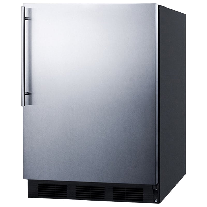 Summit 24 in. 5.5 cu. ft. ADA Compliant Undercounter Refrigerator with Vertical Handle - Stainless Steel with Black Cabinet, , hires