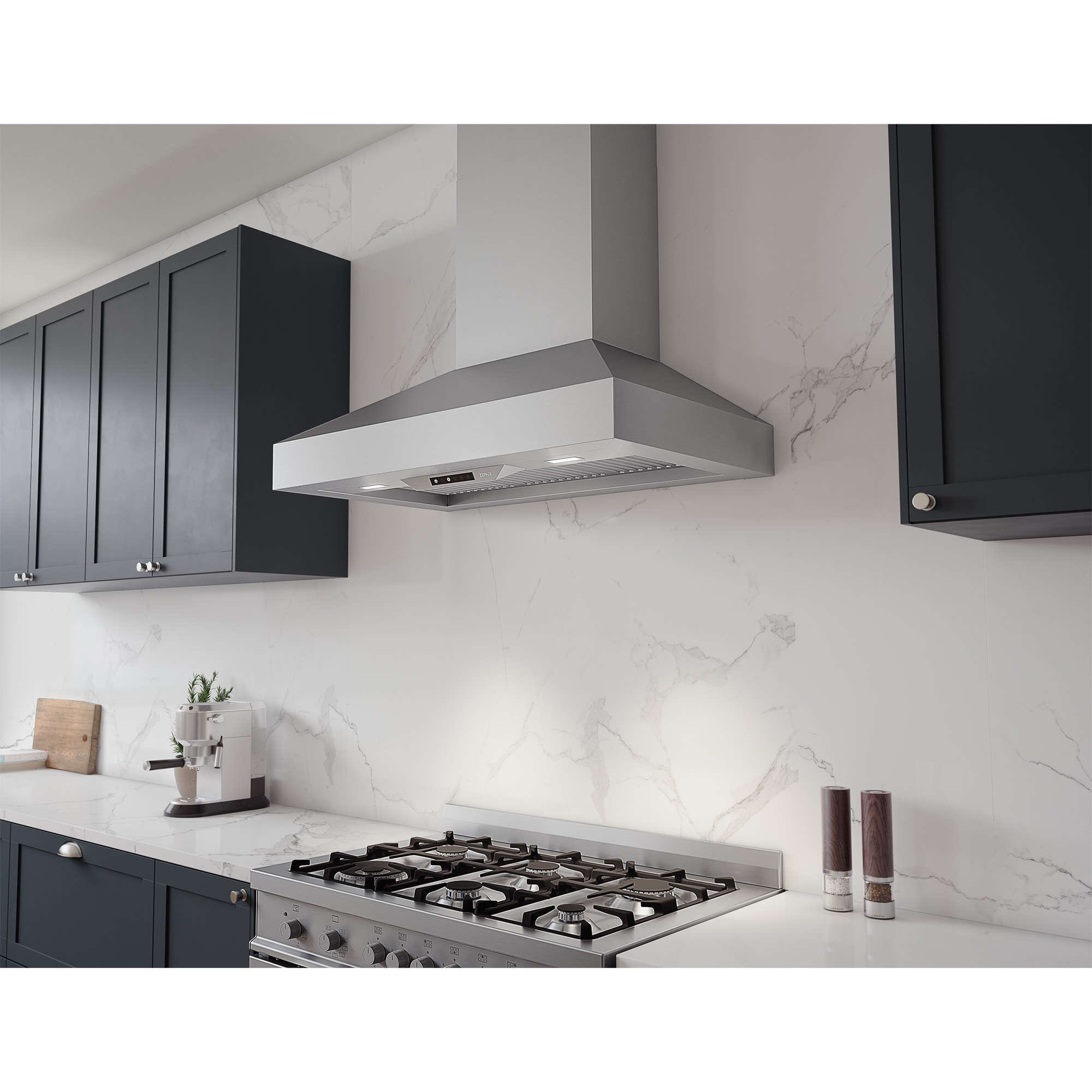 Zephyr 36 in. Chimney Style Range Hood with 3 Speed Settings, 600 CFM & 2 LED Lights - Stainless Steel, , hires