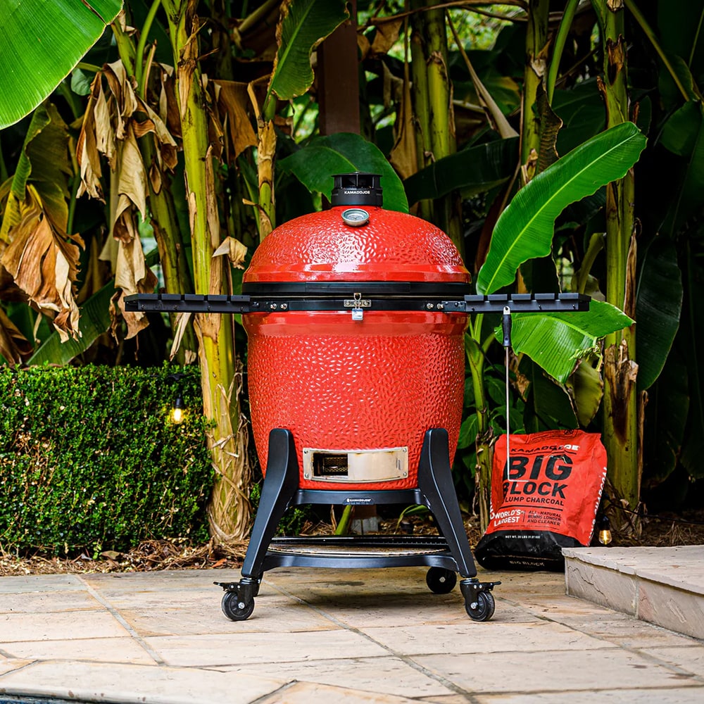 Kamado Joe Big Joe Series III 24 in. Single Rack Charcoal Smoker with Built-In Thermometer & Side Table - Red, , hires