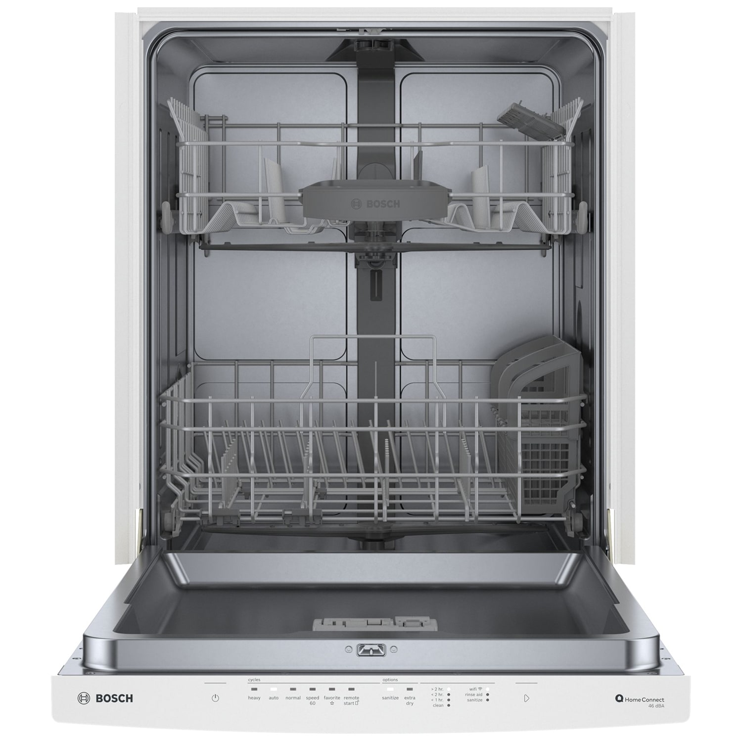 Bosch 300 Series 24 in. Top Control Smart Dishwasher with 46 dBa Sound Level, 3rd-Rack, PureDry & Pocket - White, White, hires