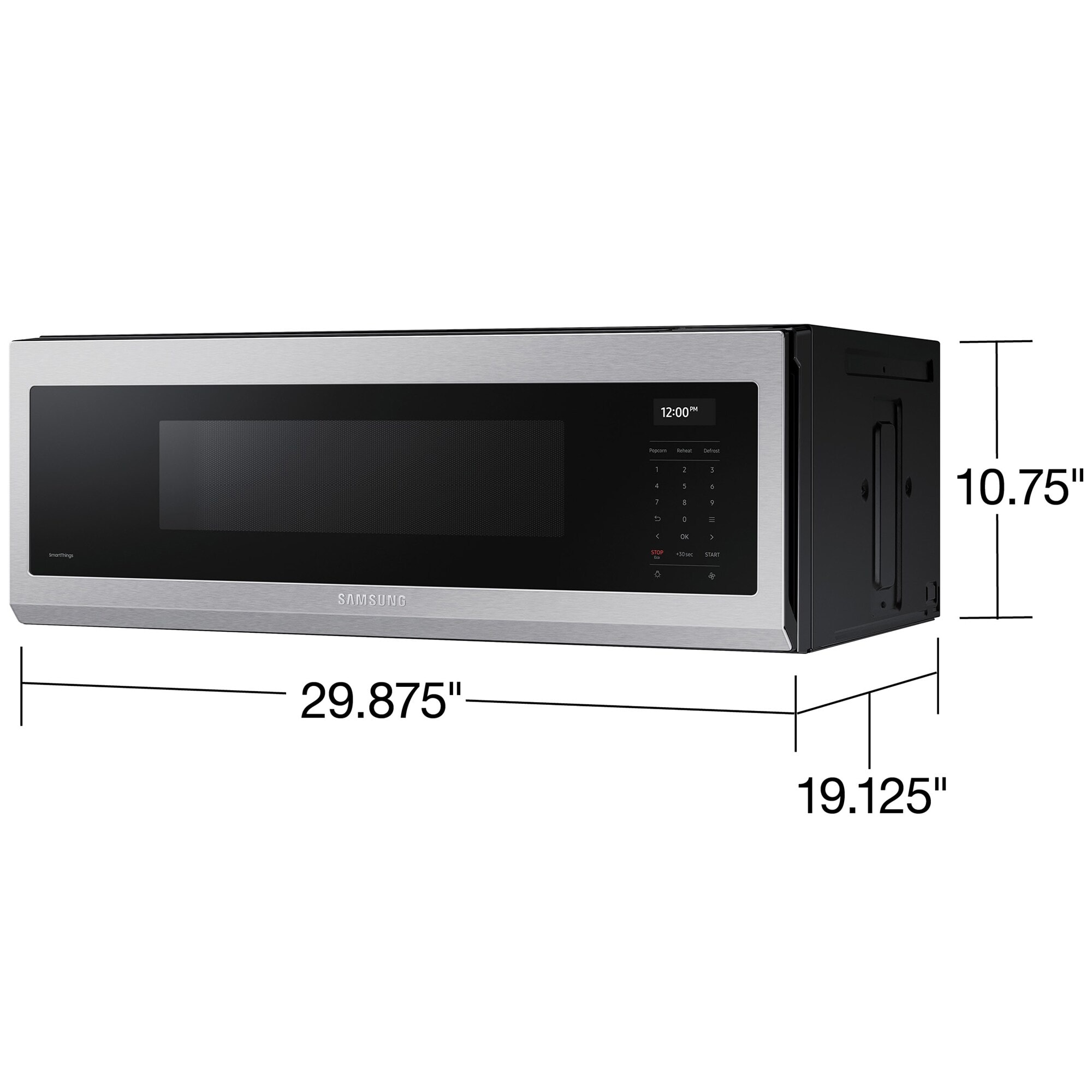 Samsung 30 in. 1.1 cu. ft. 1100W Low Profile Smart Over-the-Range Microwave with 550 CFM & Sensor Cooking - Stainless Steel, Stainless Steel, hires