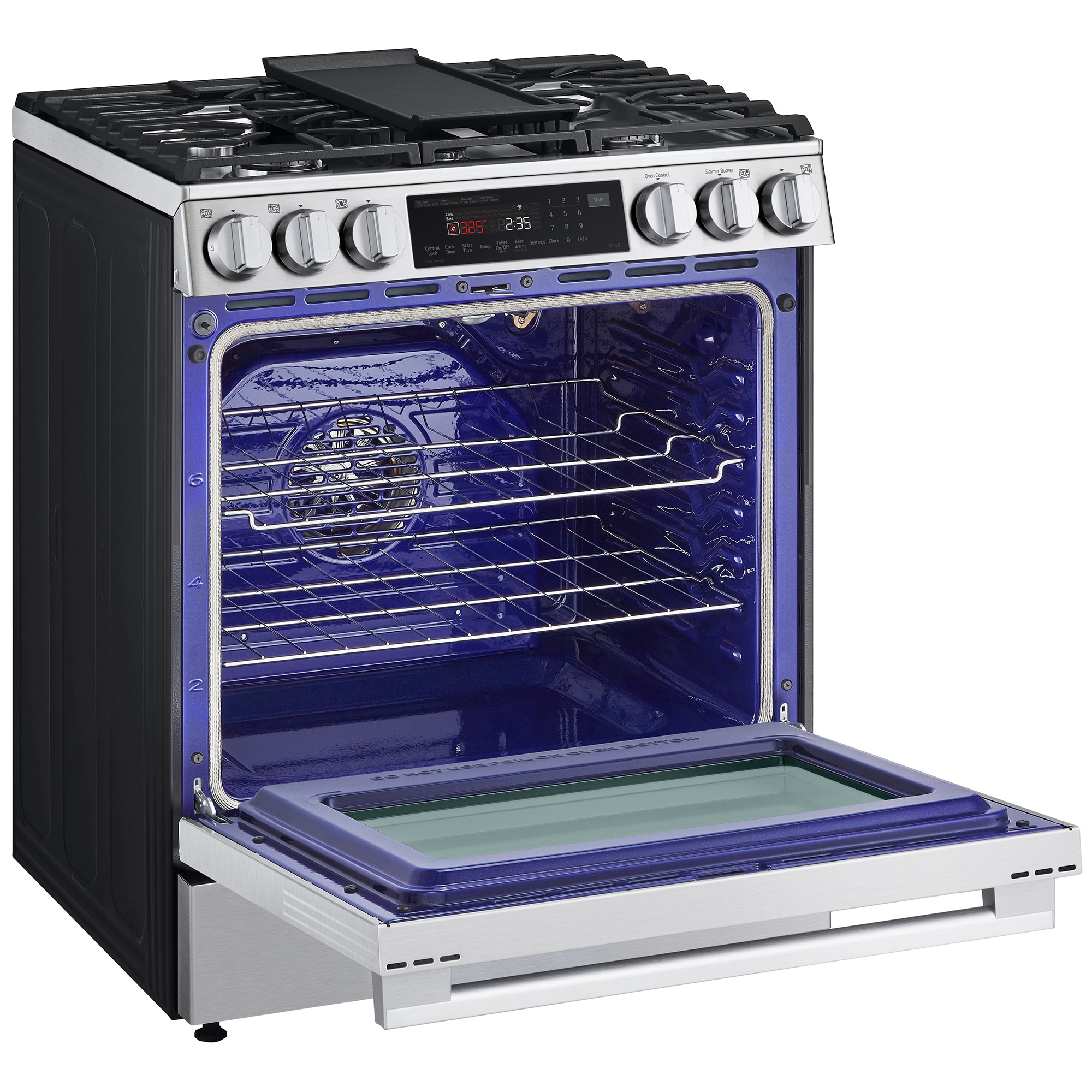 LG 30 in. 6.3 cu. ft. Smart Air Fry True European Convection Slide-In Gas Range with 5 Sealed Burners & Griddle - PrintProof Stainless Steel, , hires