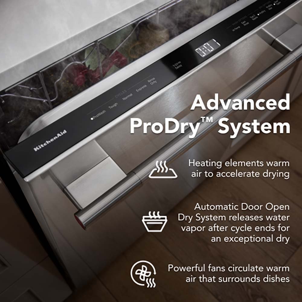 KitchenAid 24 in. Top Control Dishwasher with 44 dBA Sound Level, 3rd-Rack & Advanced ProDry System - Stainless Steel with PrintShield Finish, , hires