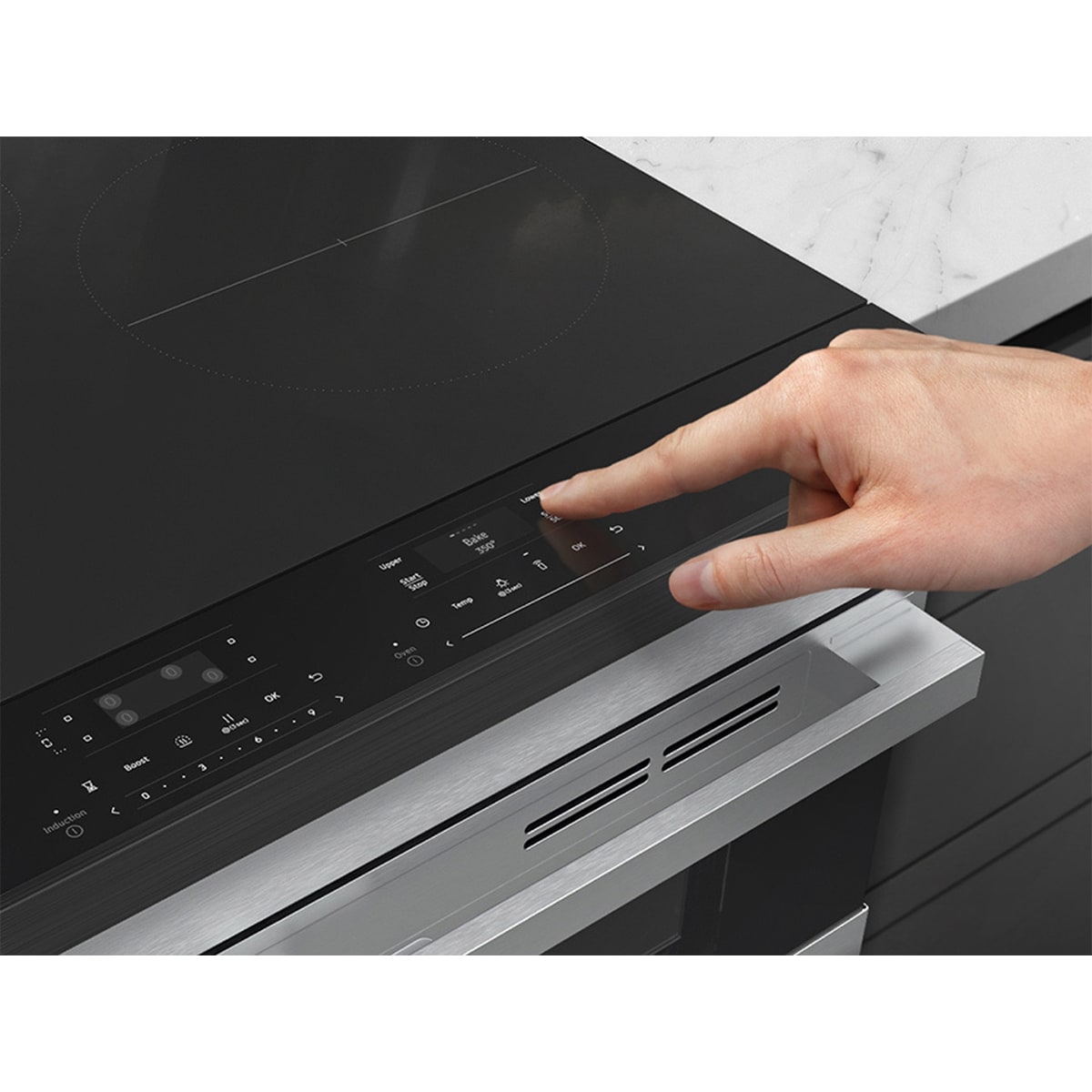 Samsung Bespoke 30 in. 6.1 cu. ft. Smart Air Fry True European Convection Double Oven Slide-In Electric Range with 4 Induction Burners - Stainless Steel, , hires