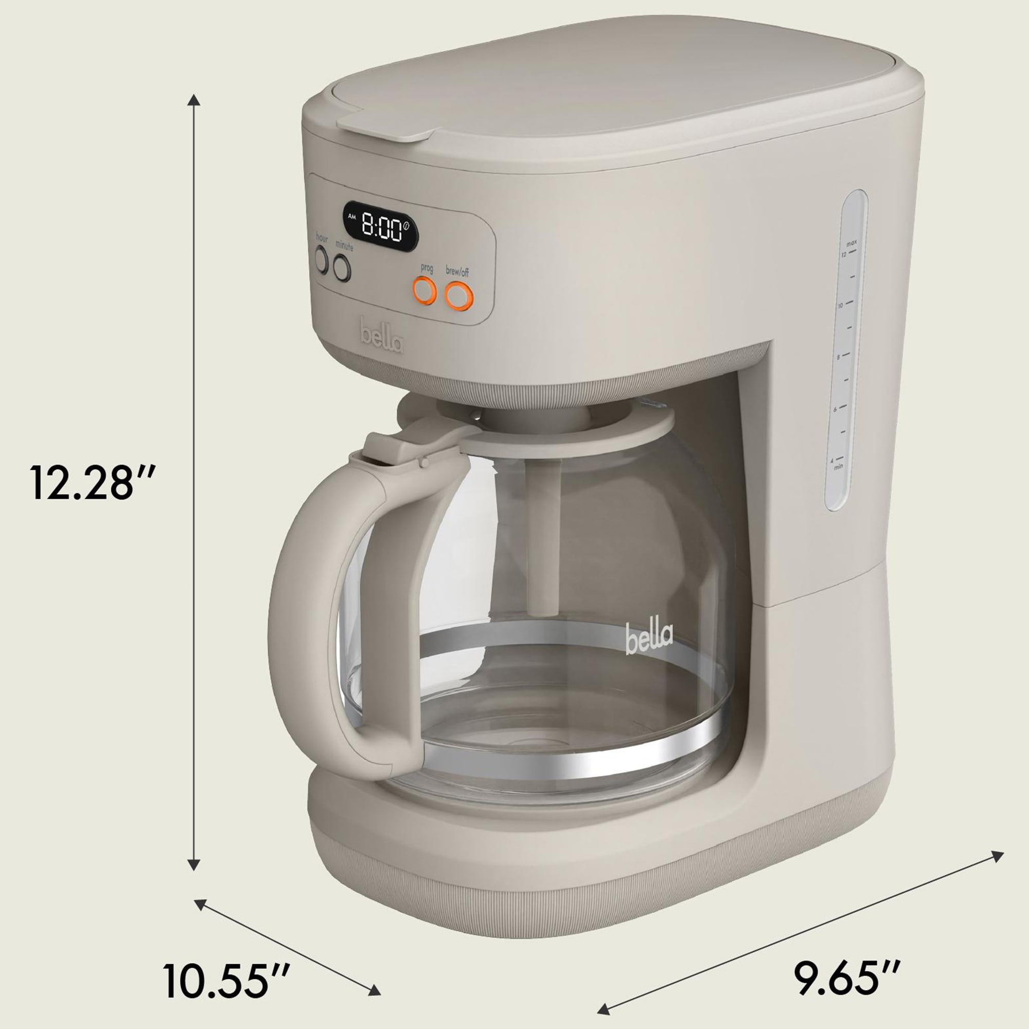 Bella 12-Cup Programmable Coffee Maker - Oatmilk, , hires