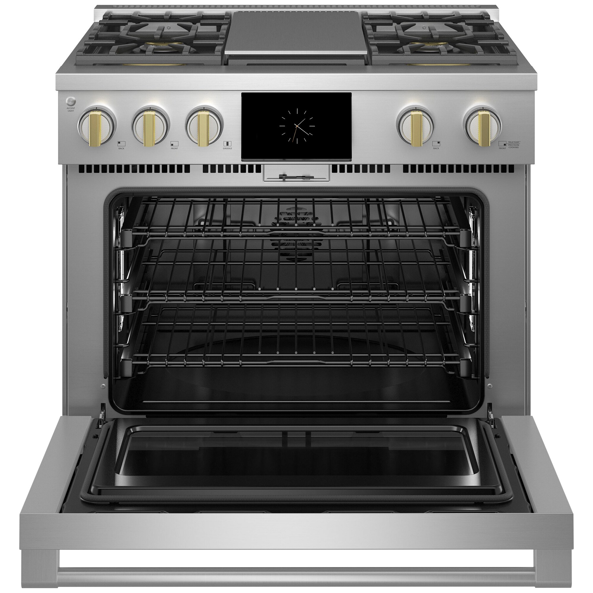 Monogram Statement Series 36 in. 5.7 cu. ft. Smart Air Fry True European Convection Dual Fuel Range with 4 Sealed Burners & Griddle - Stainless Steel, , hires