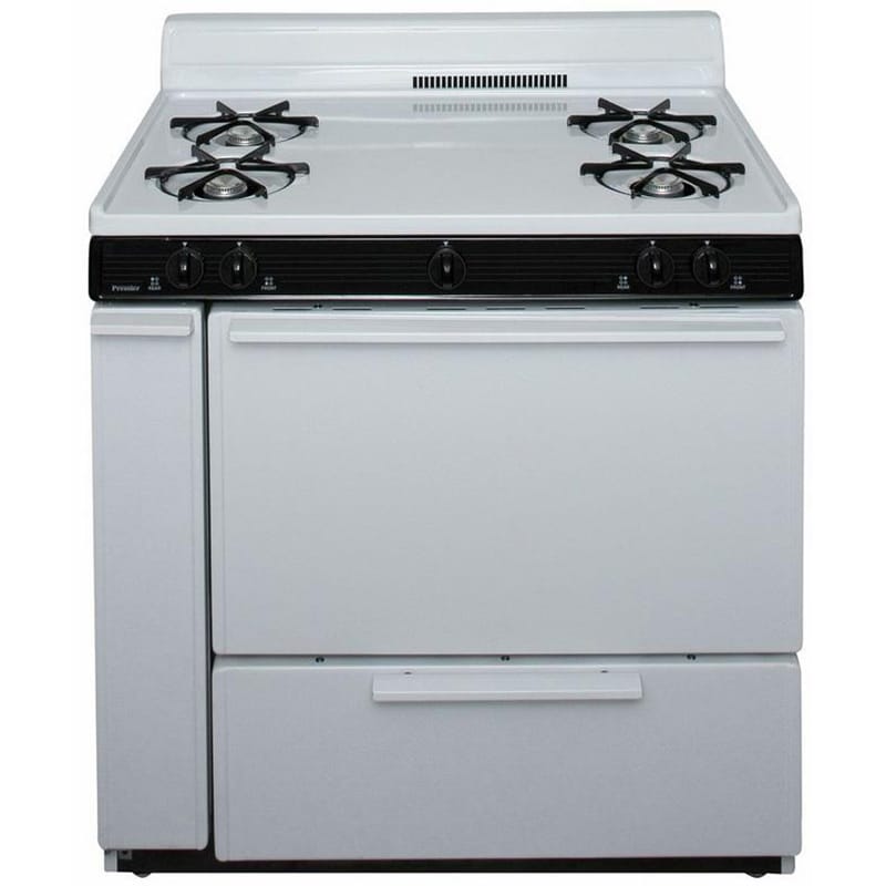 Premier 36 in. 2.9 cu. ft. Gas Range with Open Burners - White, , hires
