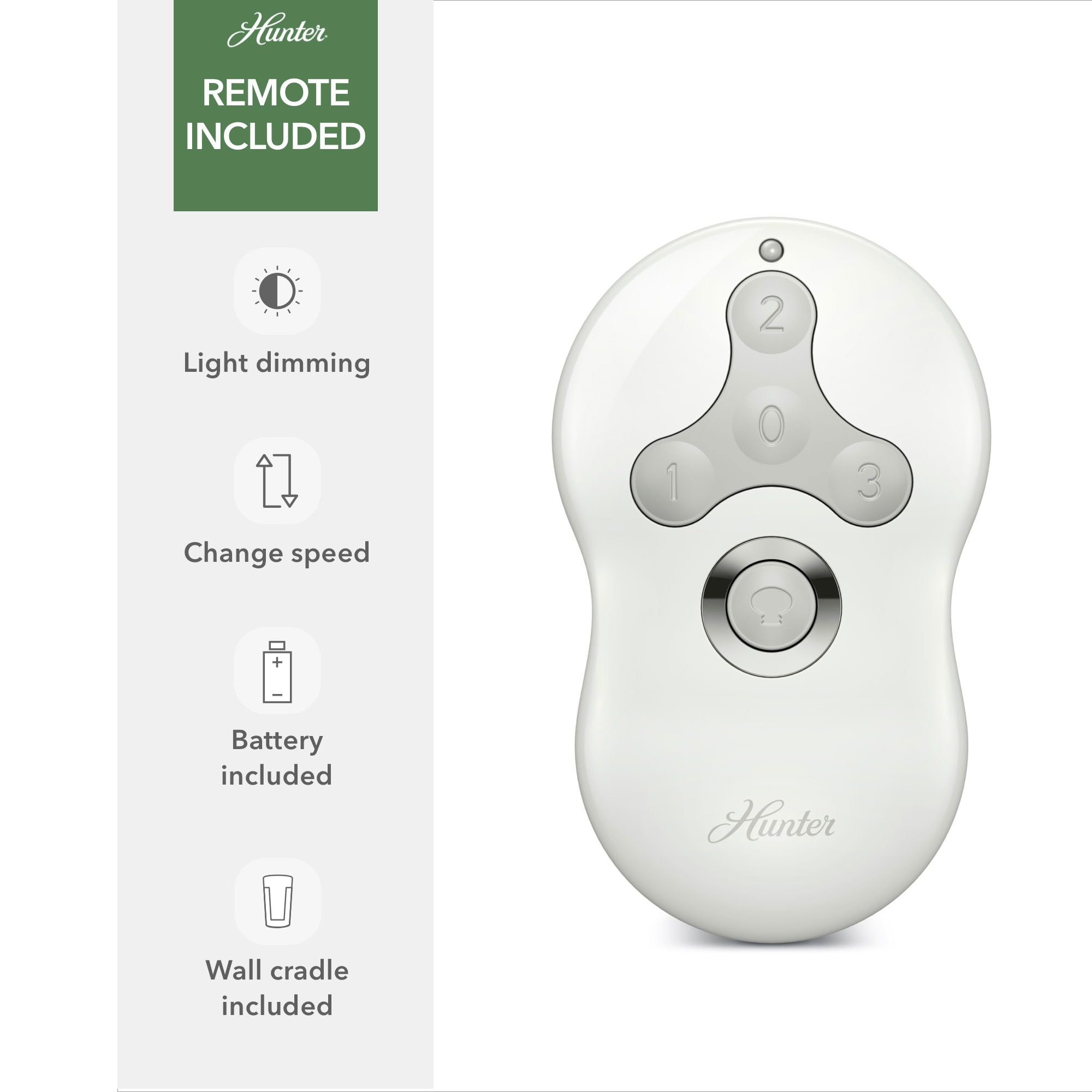 Hunter 52 inch Dempsey Low Profile Ceiling Fan and Handheld Remote - Fresh White, White, hires