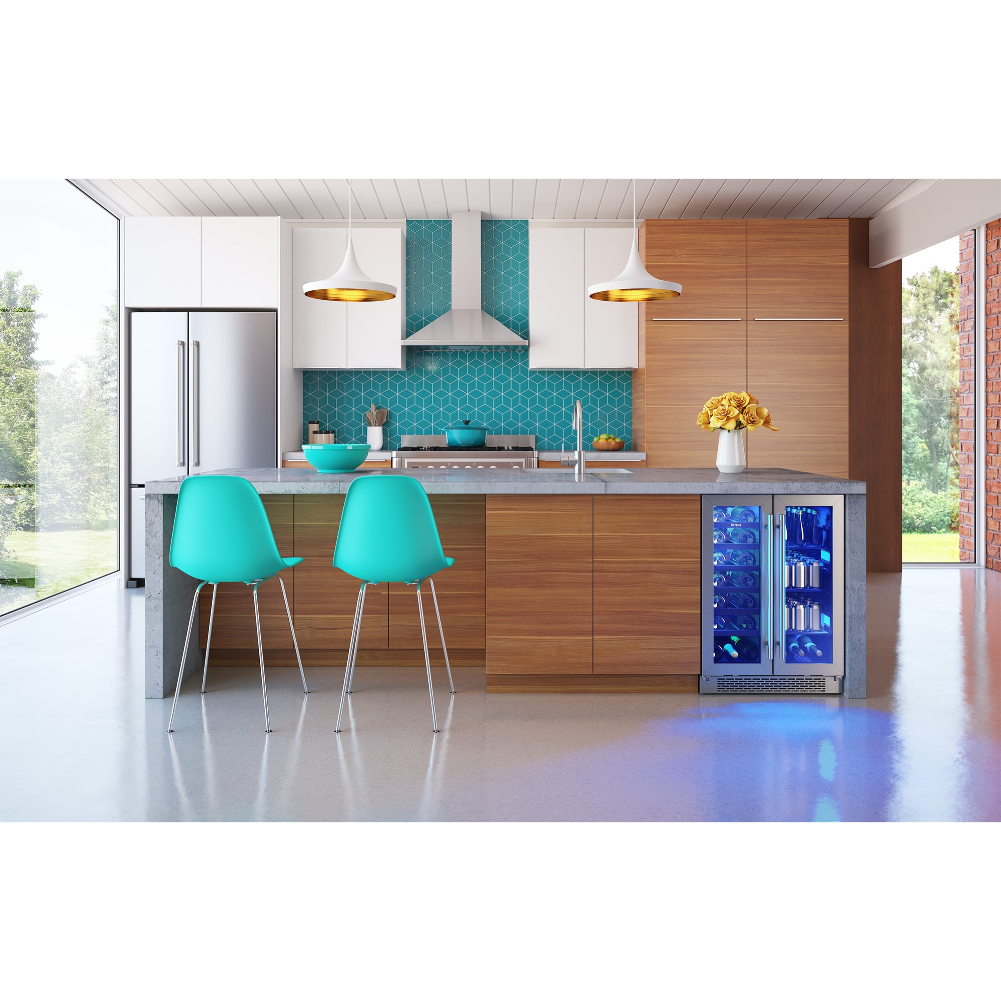 Zephyr 24 in. 5.2 cu. ft. Built-In/Freestanding Beverage Center with Adjustable Shelves & Digital Control - Stainless Steel, , hires