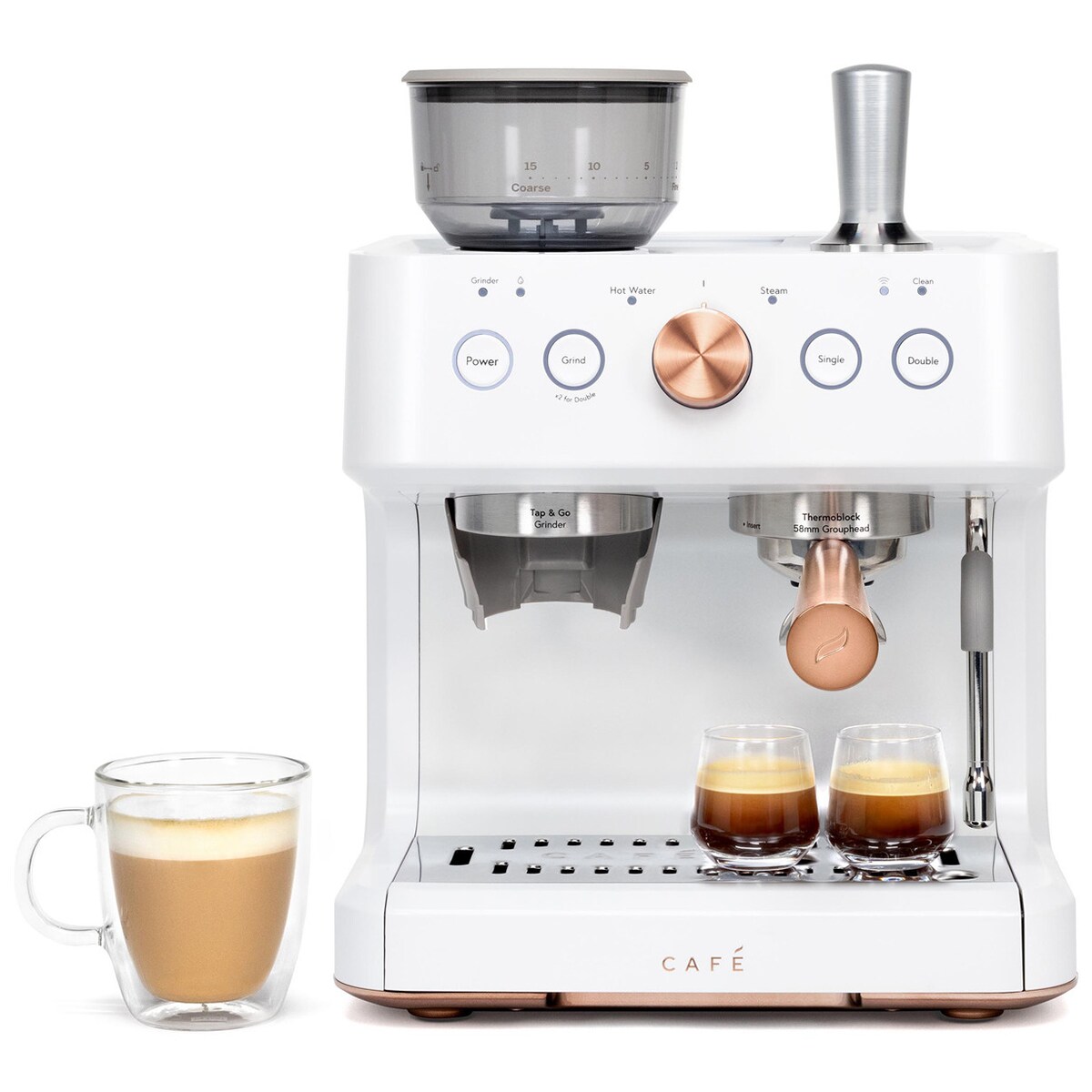 Cafe Bellissimo Semi-Automatic Espresso Machine + Frother - Matte White, , hires