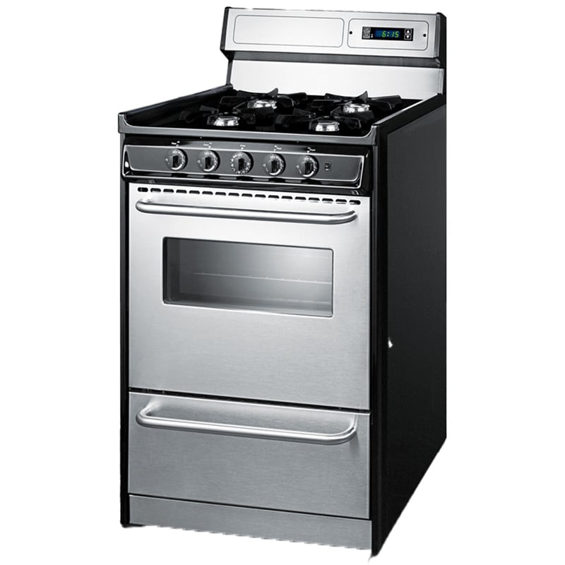 Summit 20 in. 2.5 cu. ft. Gas Range with Open Burners - Stainless Steel, , hires