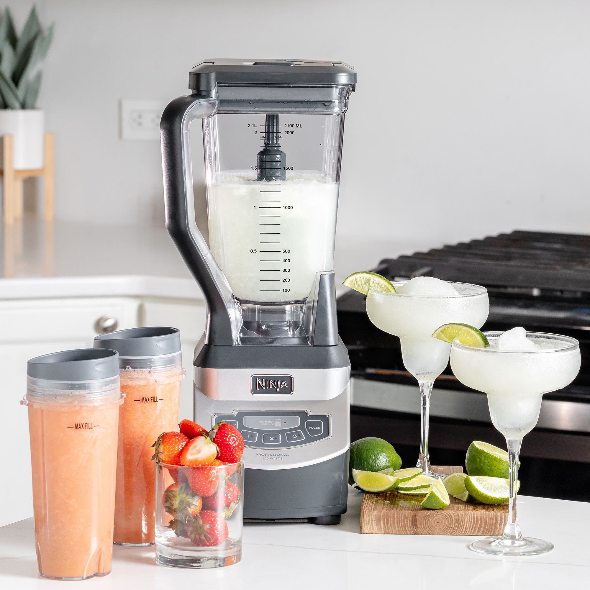 Ninja Pro 72 Oz. 3-Speed Countertop Blender with Plastic Jar & Nutri Ninja Cups - Gray, , hires