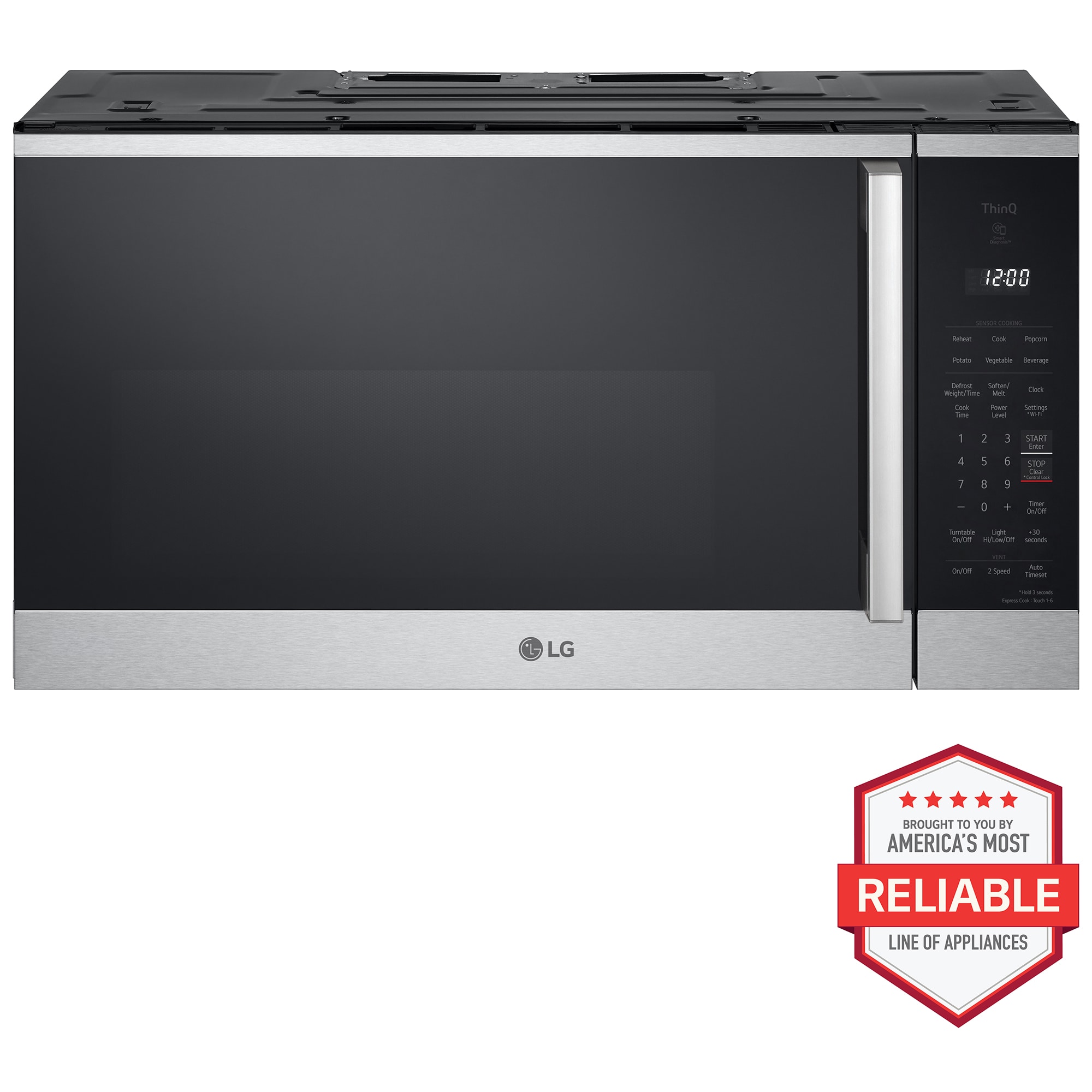 LG 30 in. 1.8 cu. ft. 1000W Smart Over-the-Range Microwave with 300 CFM & Sensor Cooking - PrintProof Stainless Steel, , hires