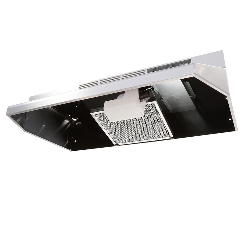 Broan 41000 Series 30 in. Ductless Standard Style Range Hood with 2 Fan Speeds & 1 LED Light - White, White, hires