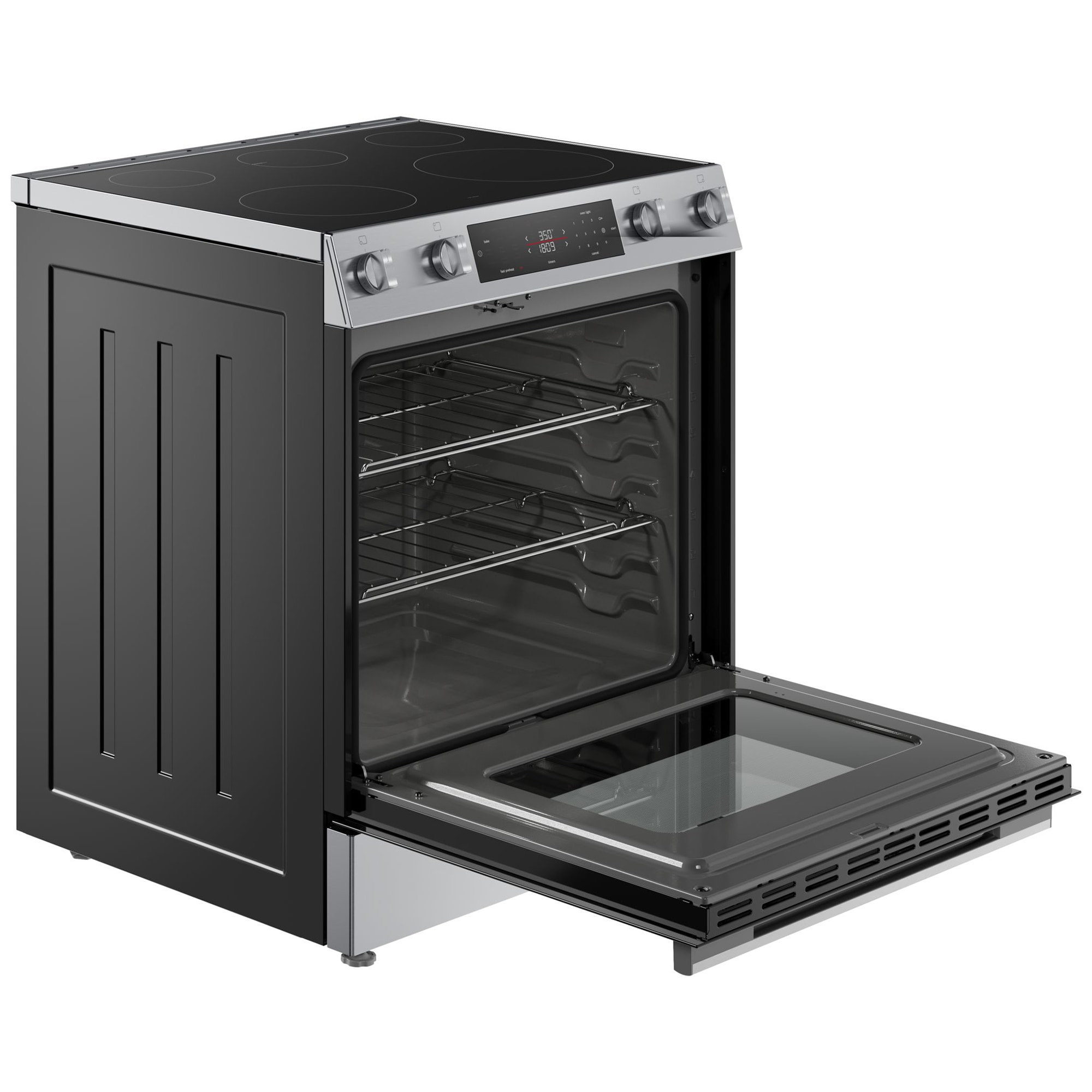 Bosch 100 Series 30 in. 5.8 cu. ft. Air Fry Standard Convection Slide-In Electric Range with Smoothtop Burners - Stainless Steel, , hires