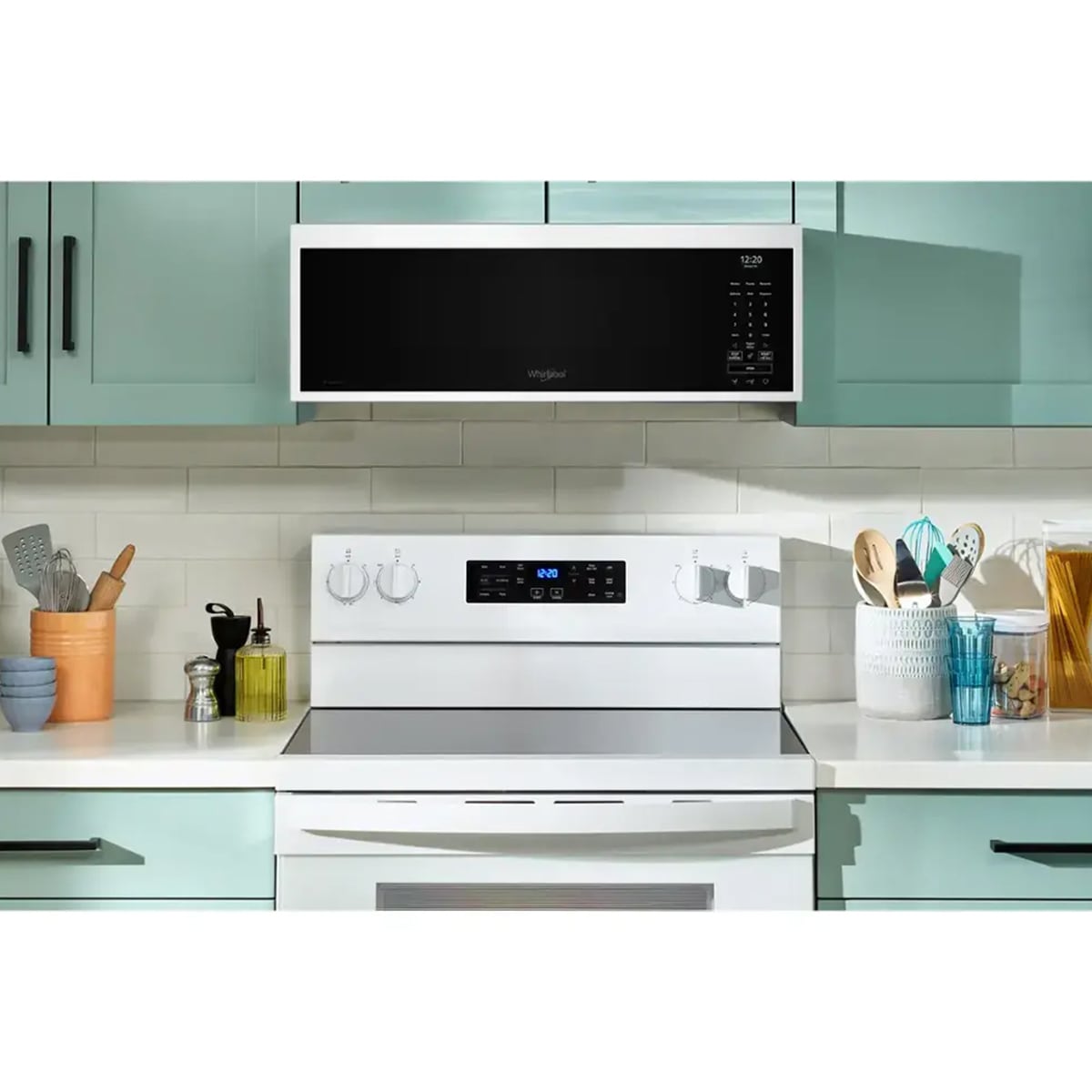 Whirlpool 30 in. 1.1 cu. ft. 1000W Low Profile Smart Over-the-Range Microwave with 450 CFM & Sensor Cooking - White, White, hires