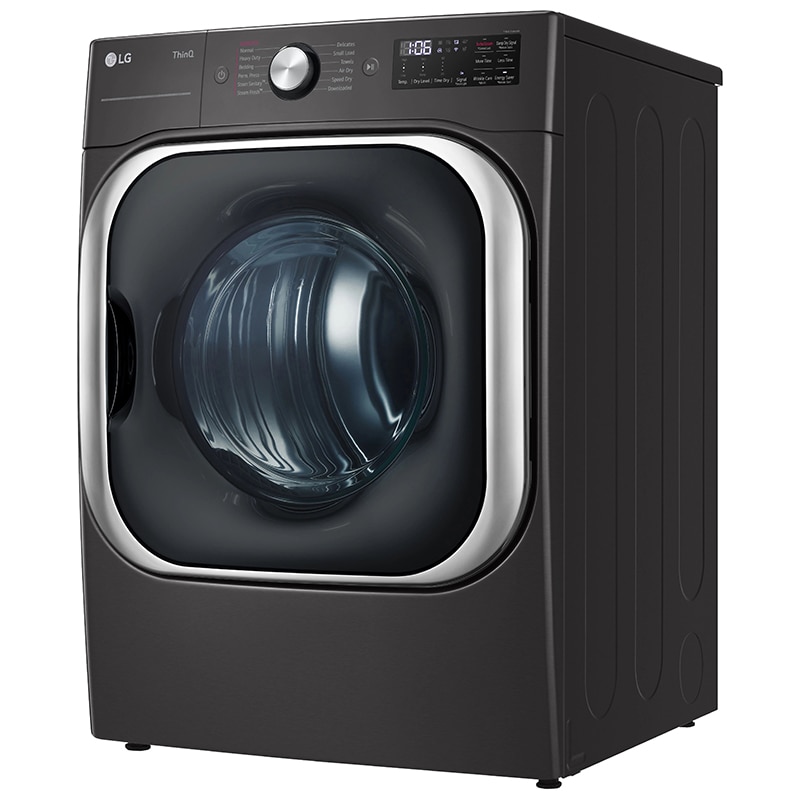 LG 29 in. 9.0 cu. ft. Smart Stackable Electric Dryer with Built-In Intelligence, TurboSteam Technology & Sensor Dry - Black Steel, Black Steel, hires