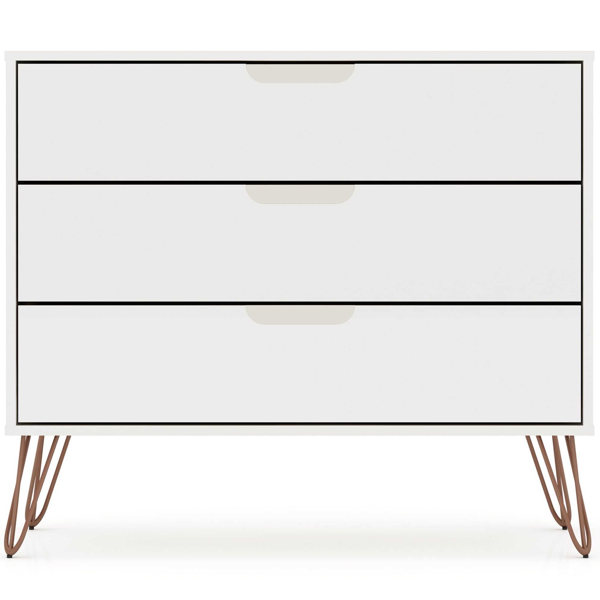 Manhattan Comfort Rockefeller Mid-Century Modern 3-Drawer Dresser - White, White, hires