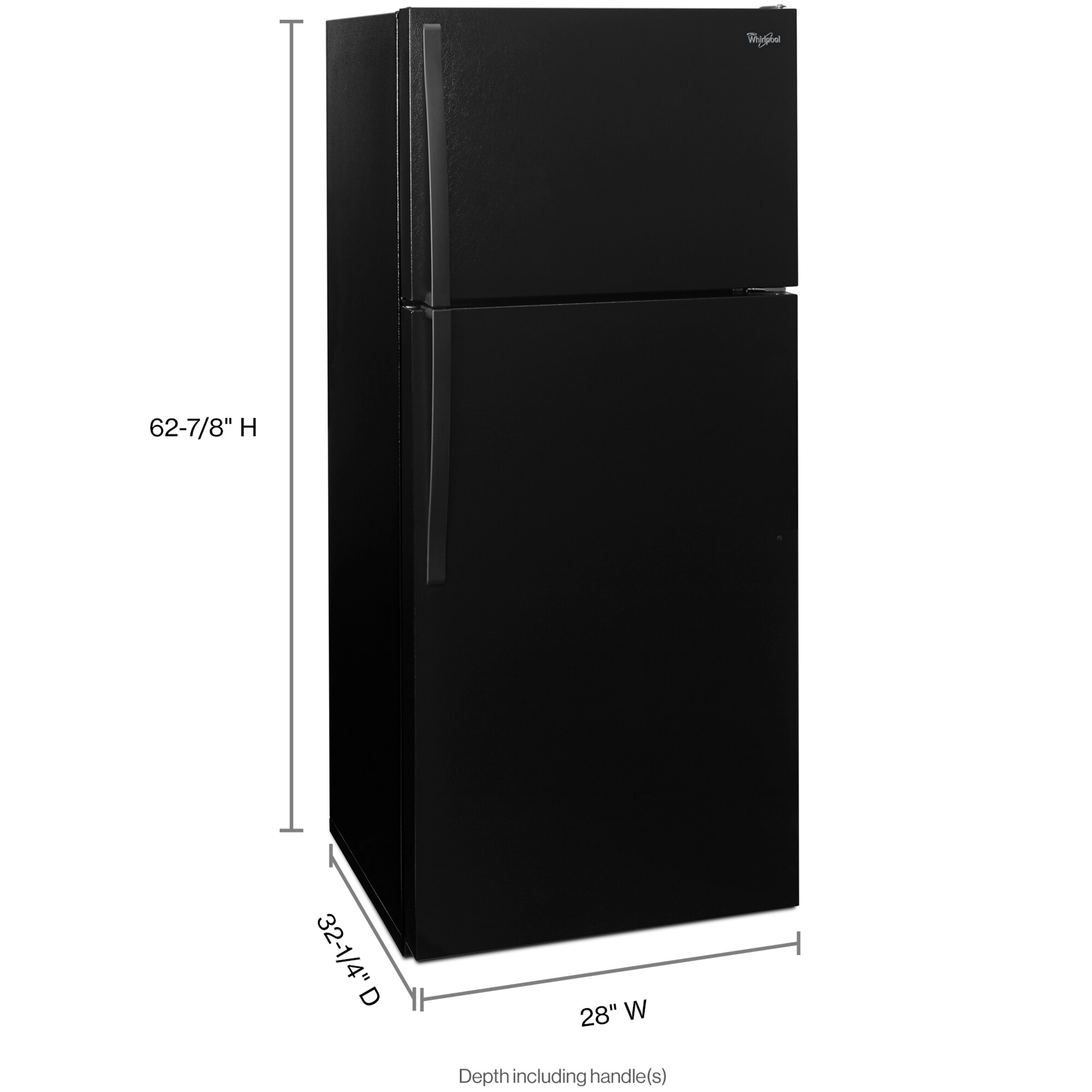 Whirlpool 28 in. 14.3 cu. ft. Top Freezer Refrigerator - Black, Black, hires