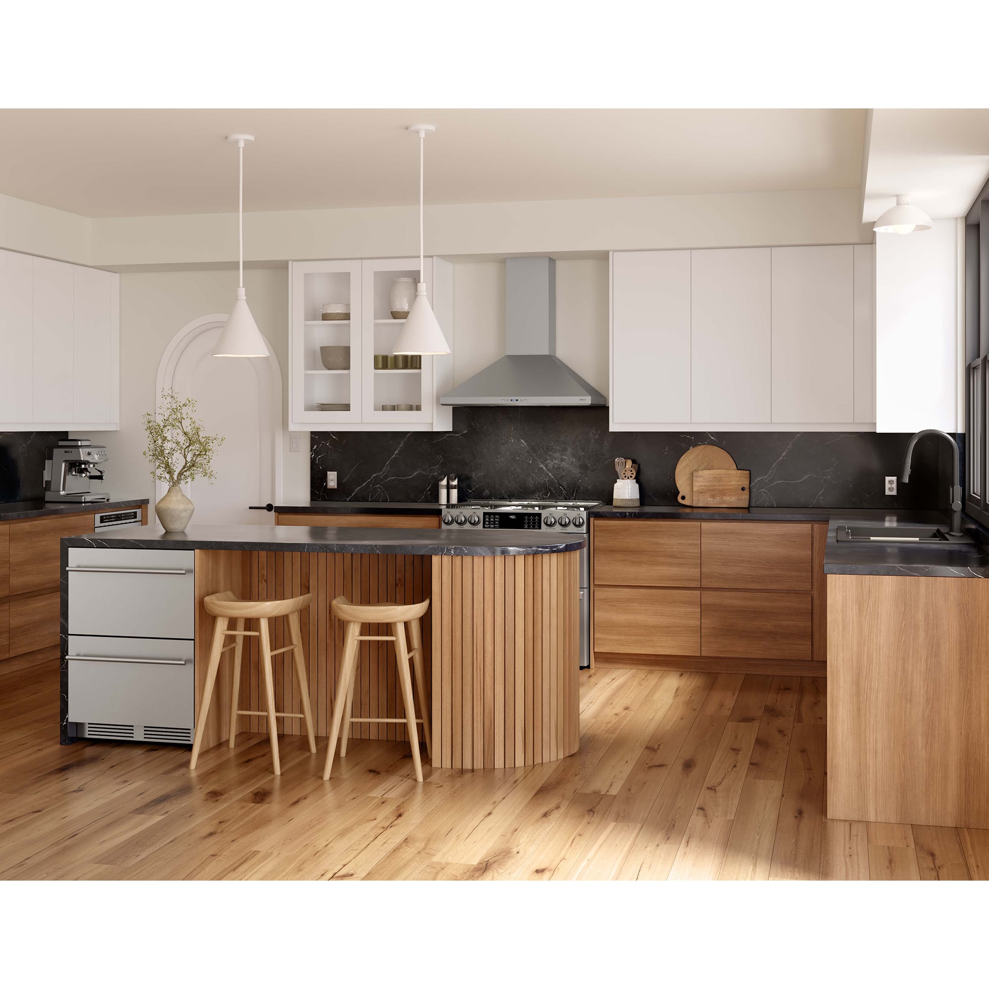 Zephyr 30 in. Chimney Style Range Hood with 5 Speed Settings, 650 CFM & 2 LED Lights - Stainless Steel, , hires